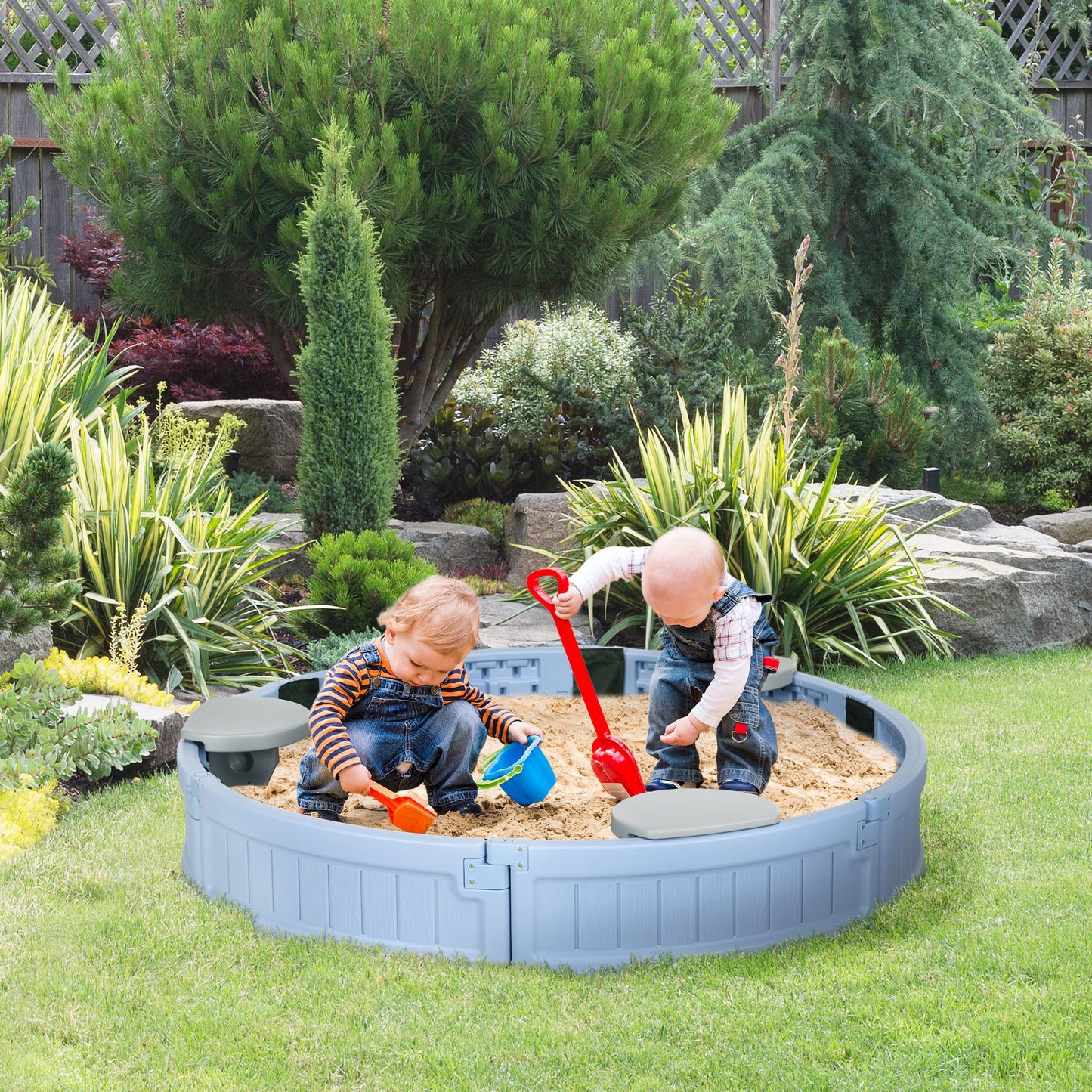 Kids Outdoor Sandbox Cover Bottom Fabric Liner 3-12 Years Light Blue Play Area Toy Kids Crystal