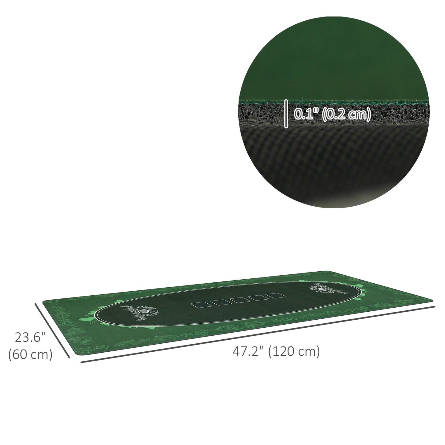 Poker Table Top Poker Mat for 6 Player, Green Kids Crystal