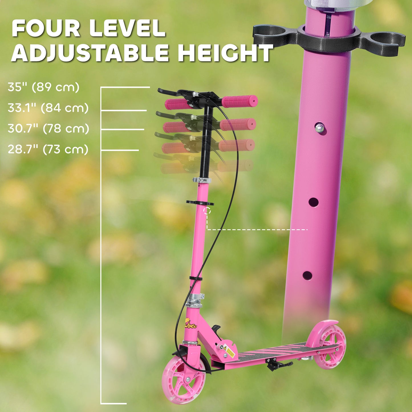 Scooter for Kids Ages 3-8 with Light Up Wheels, Adjustable Handlebar, Rear Brake & Handbrake for Girls and Boys, Pink Kids Crystal
