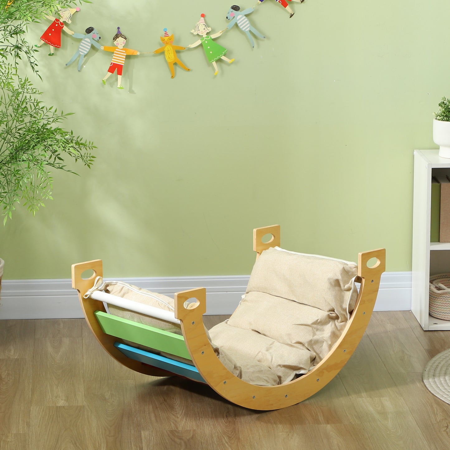 3 in 1 Wooden Climbing Toy for Toddlers with Cushion Pad Kids Crystal