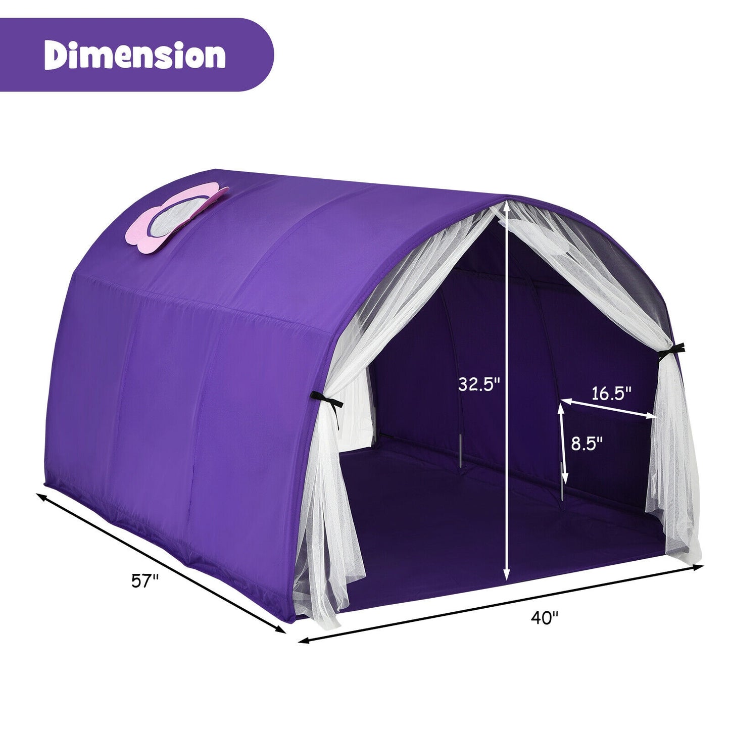 Kids Portable Galaxy Starry Sky Dream Portable Play Tent with Double Net Curtain-Purple Kids Crystal