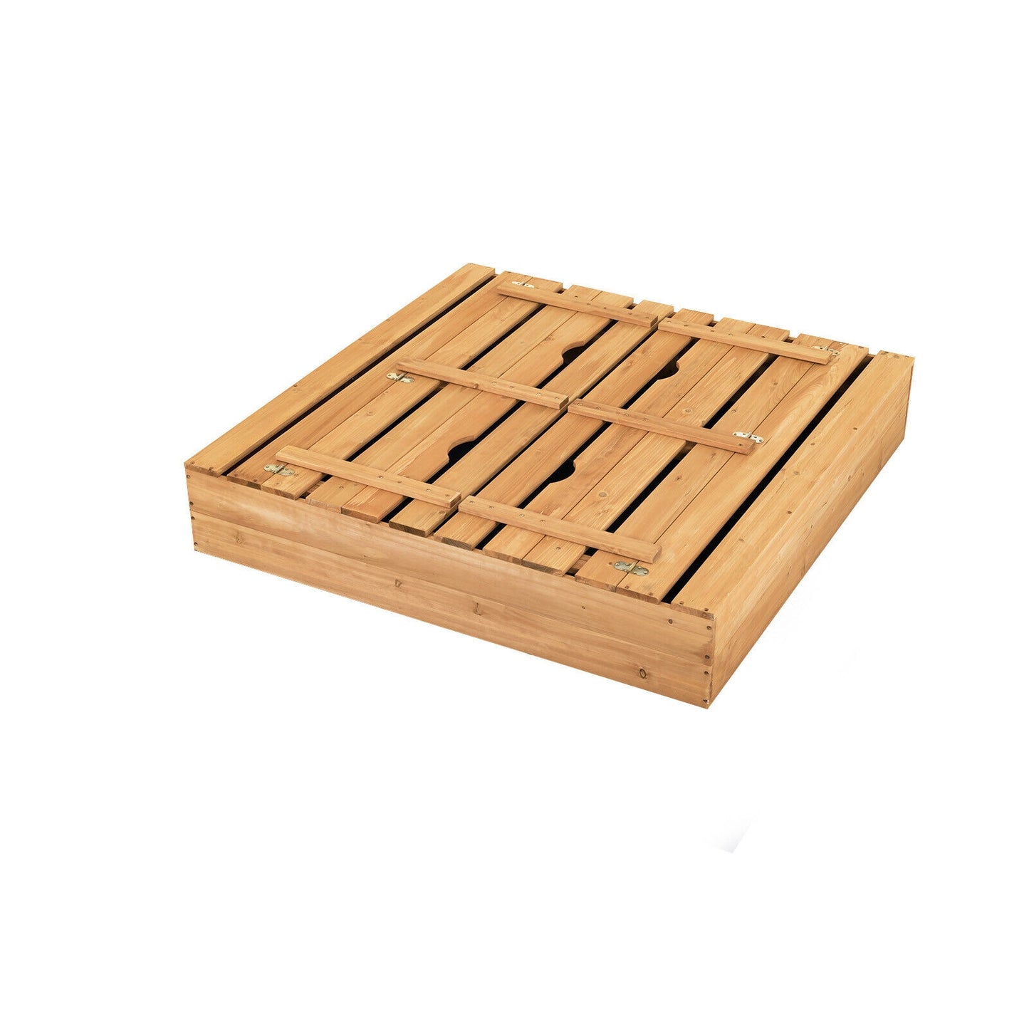 Kids Wooden Sandbox with 2 Foldable Bench Seats Kids Crystal
