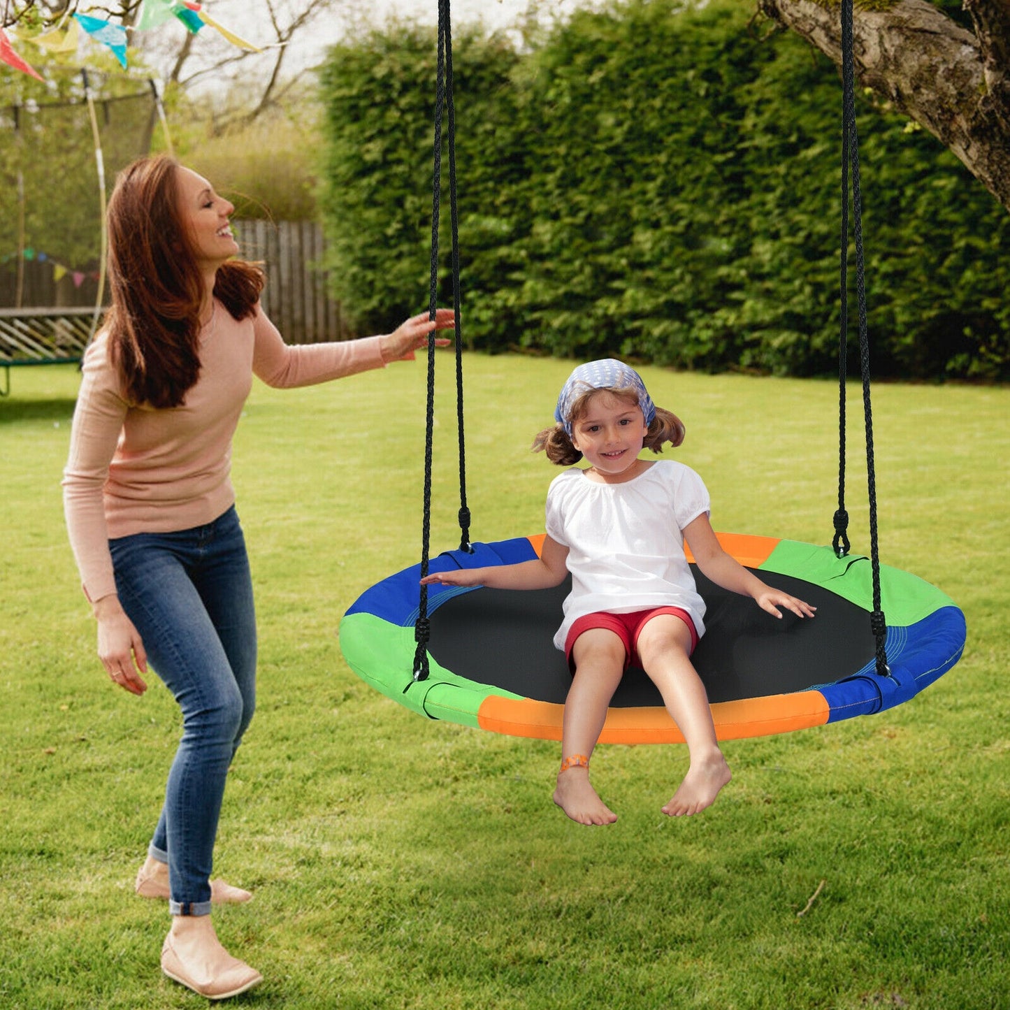 40-Inch Flying Saucer Tree Swing Outdoor Play Set with Easy Installation Process for Kids Kids Crystal