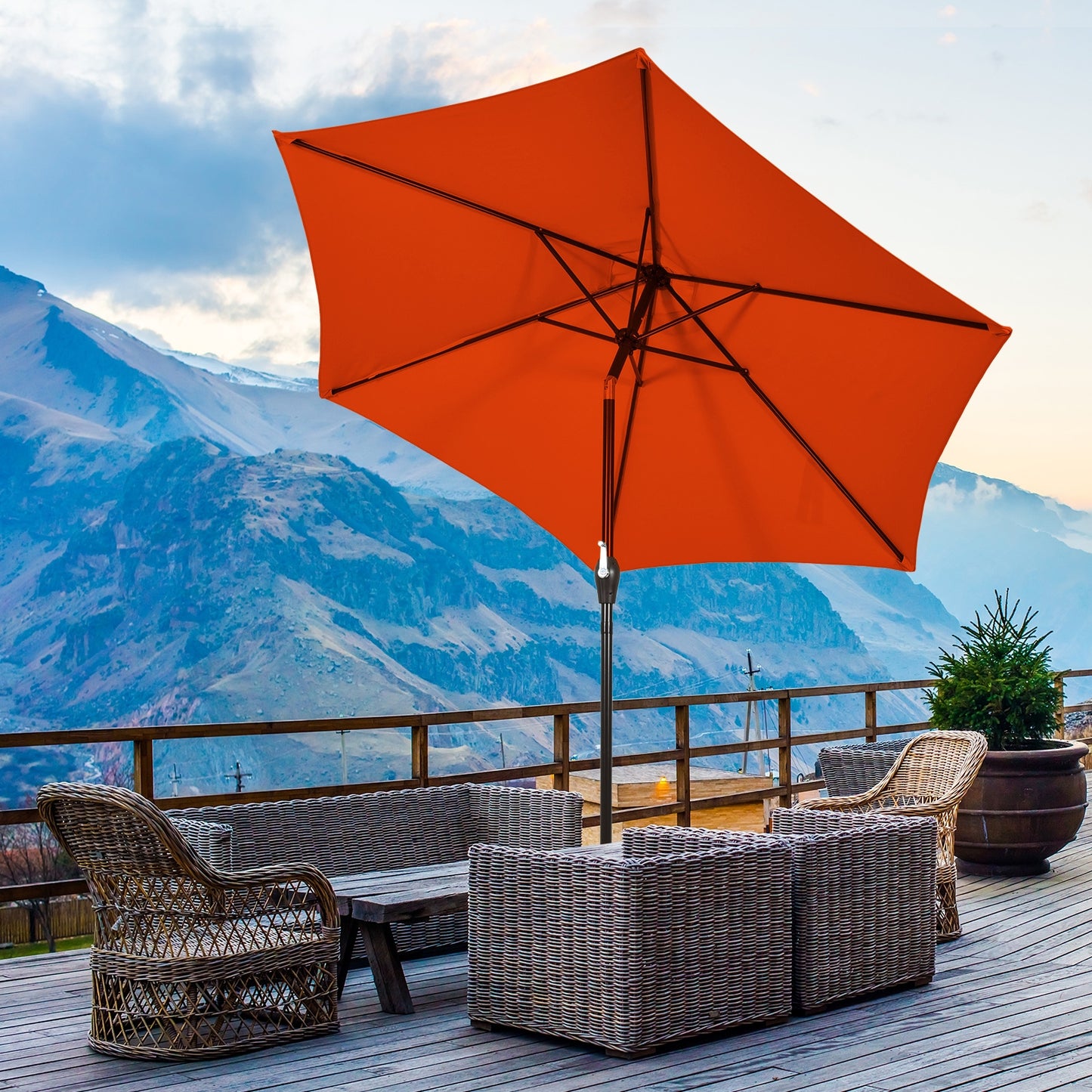 10 Feet Outdoor Patio Umbrella with Tilt Adjustment and Crank-Orange Kids Crystal