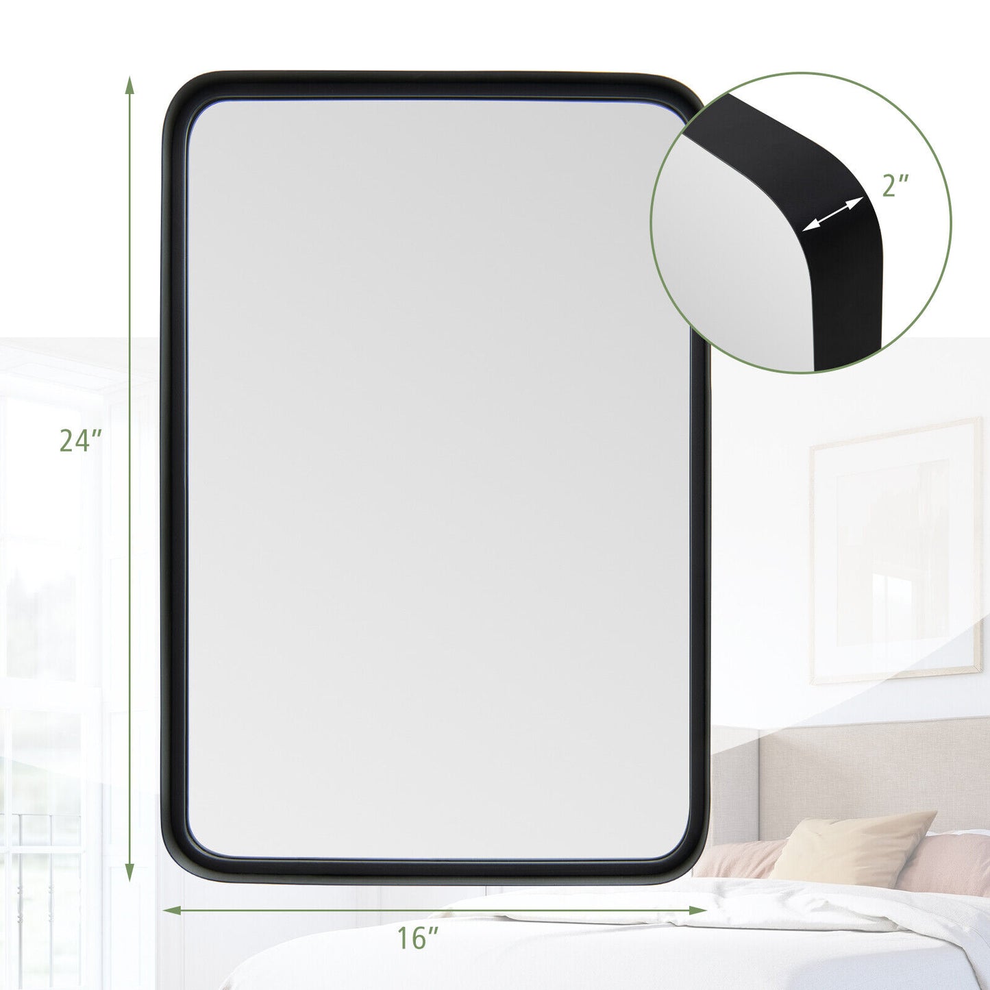 Rectangular Wall Mount Bathroom Mirror with Solid Steel Frame-S Kids Crystal