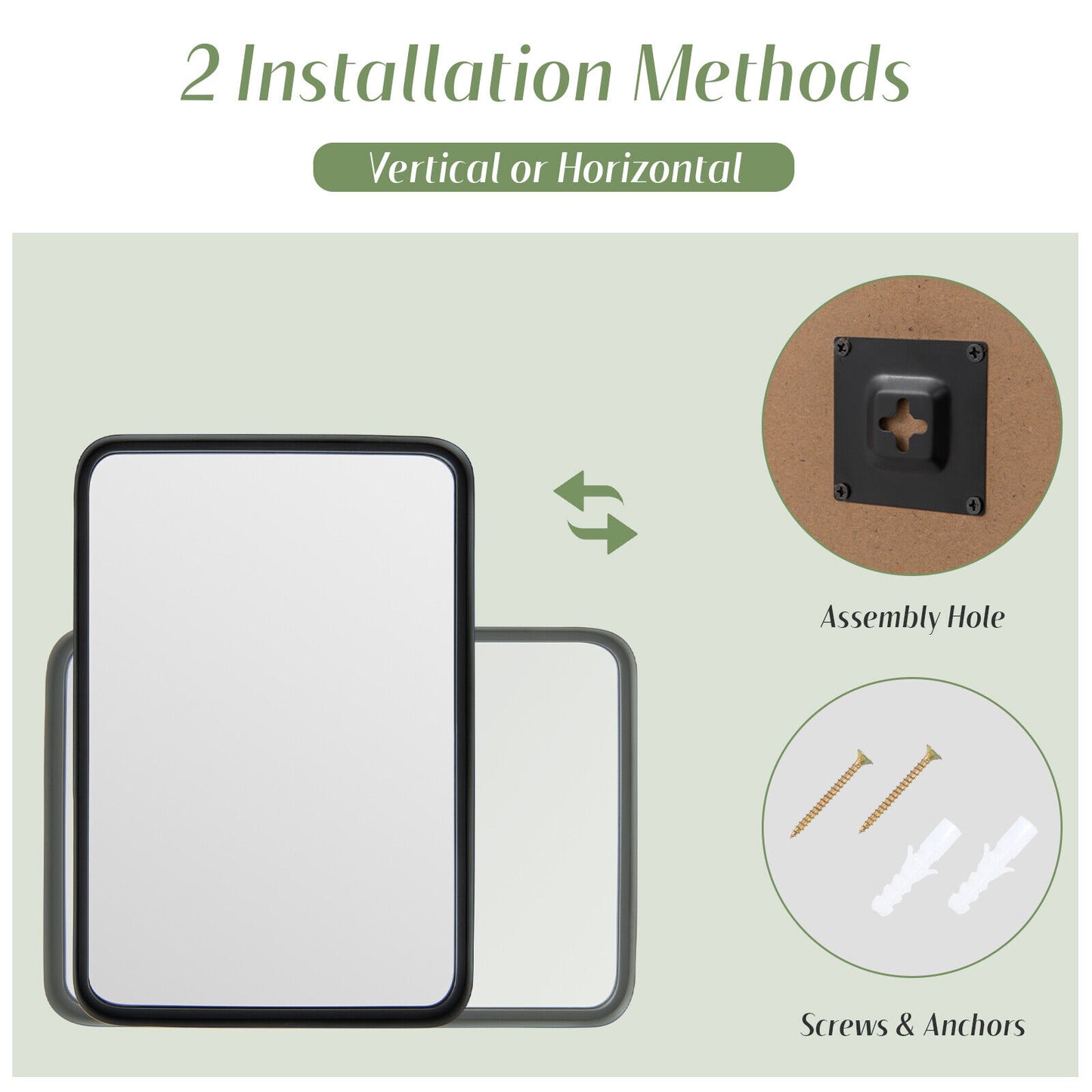 Rectangular Wall Mount Bathroom Mirror with Solid Steel Frame-S Kids Crystal