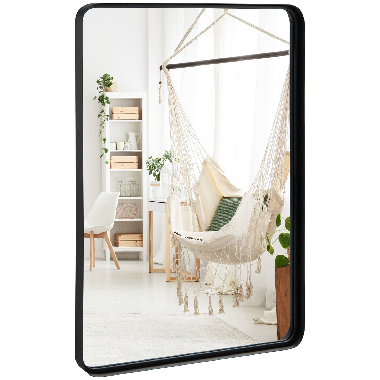 Rectangular Wall Mount Bathroom Mirror with Solid Steel Frame-L Kids Crystal
