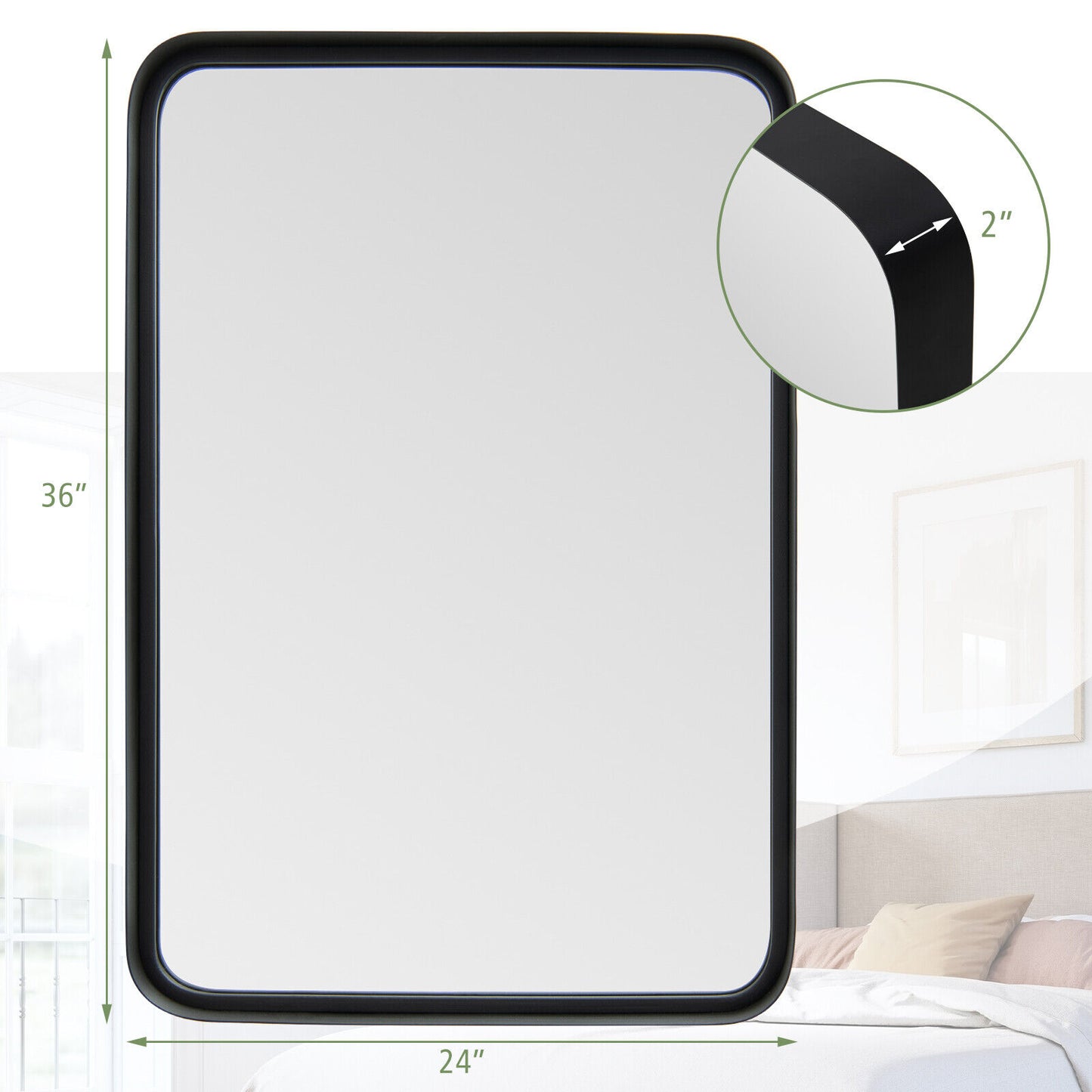Rectangular Wall Mount Bathroom Mirror with Solid Steel Frame-L Kids Crystal