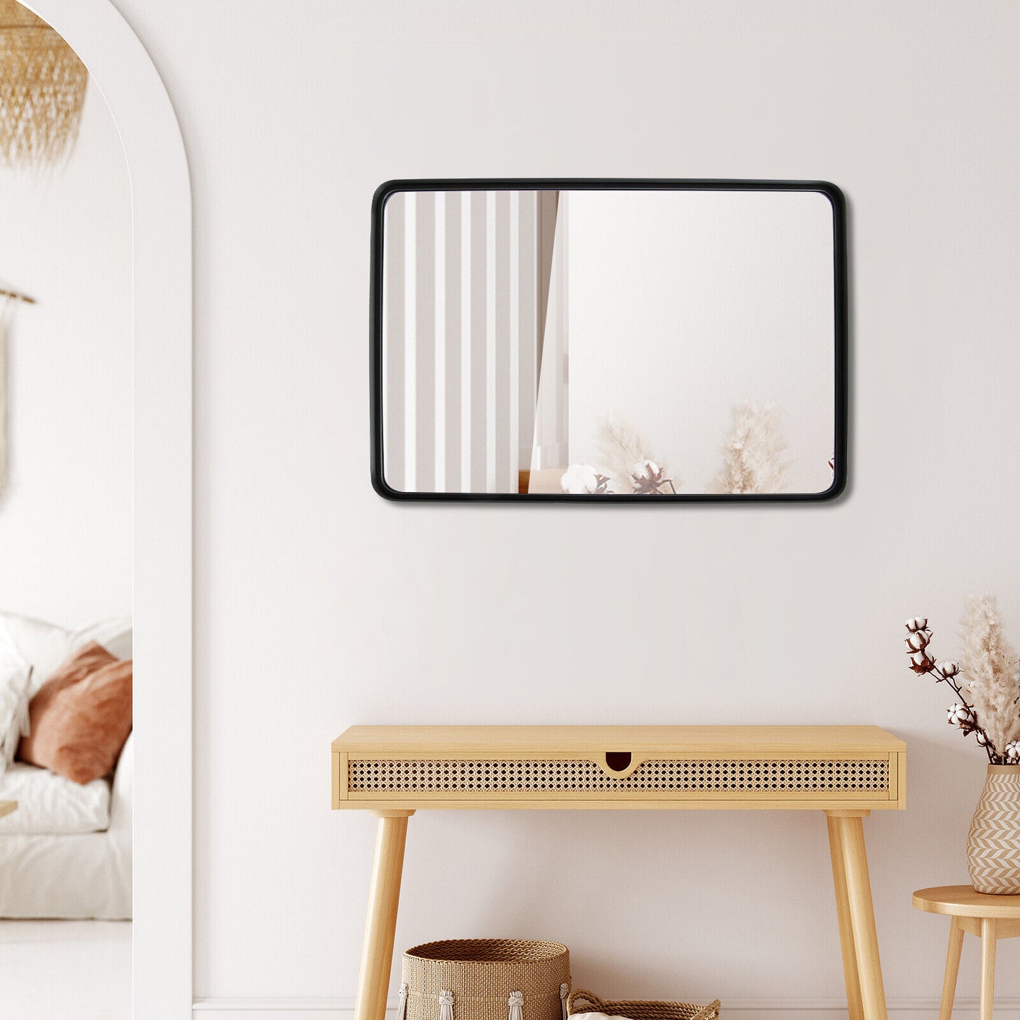 Rectangular Wall Mount Bathroom Mirror with Solid Steel Frame-L Kids Crystal