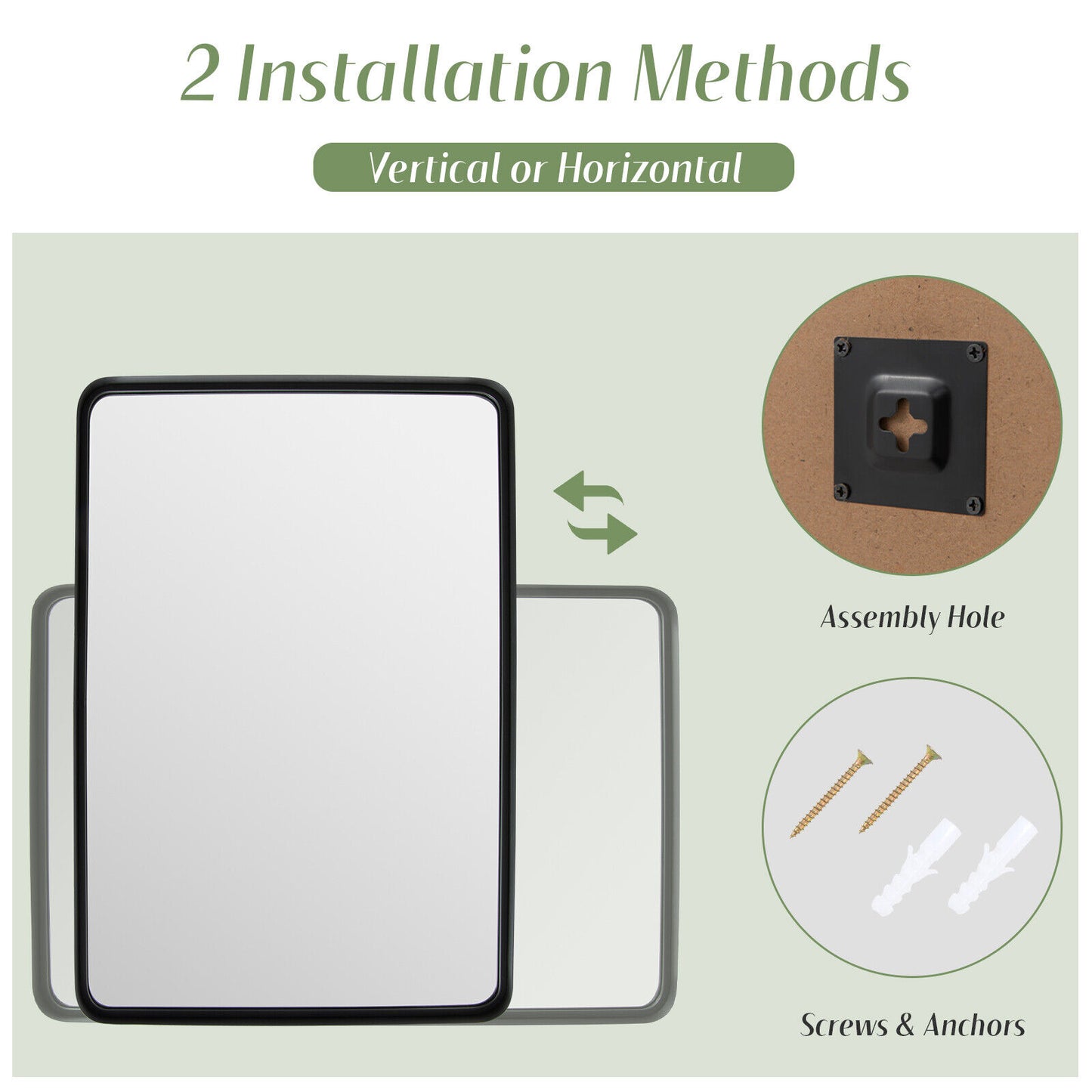 Rectangular Wall Mount Bathroom Mirror with Solid Steel Frame-L Kids Crystal