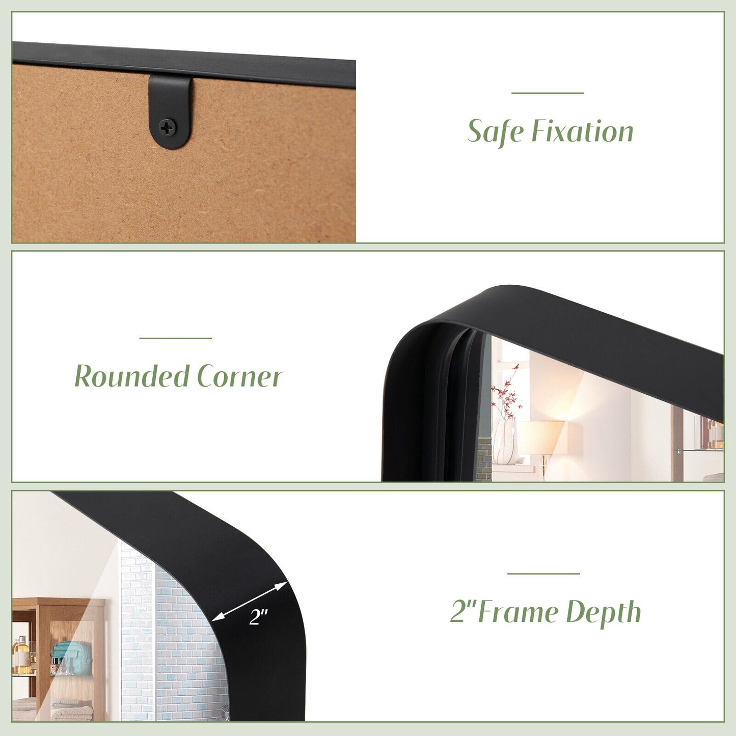 Rectangular Wall Mount Bathroom Mirror with Solid Steel Frame-L Kids Crystal