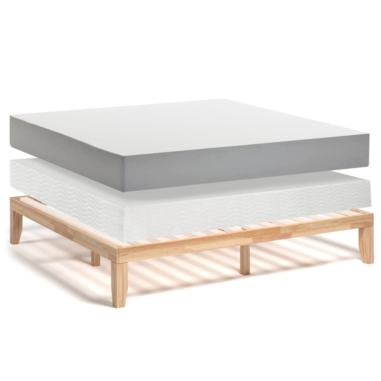 14 Inch King Size Wood Platform Bed Frame-Natural Kids Crystal