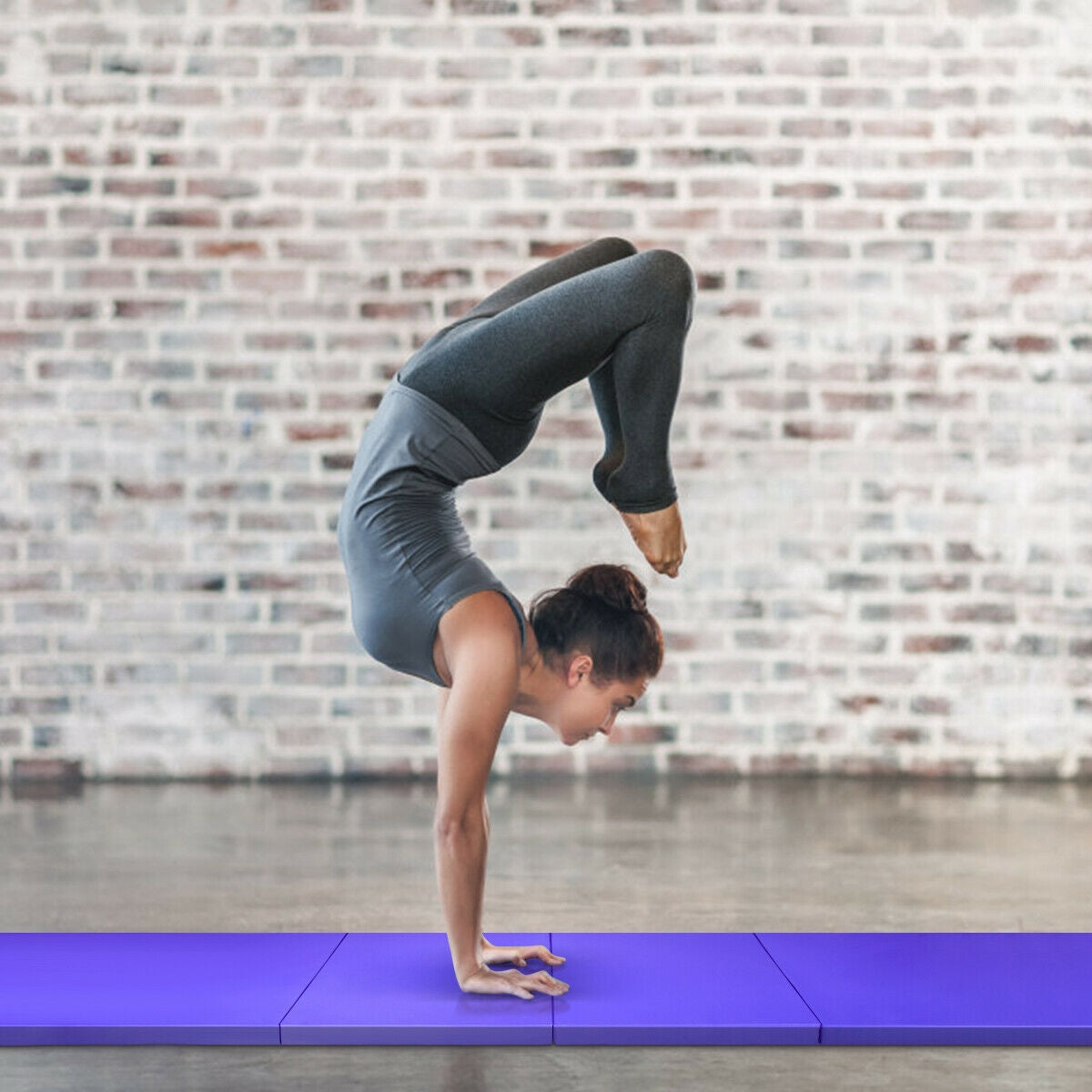 4 Feet x 10 Feet x 2 Inch Folding Gymnastics Tumbling Gym Mat-Purple Kids Crystal