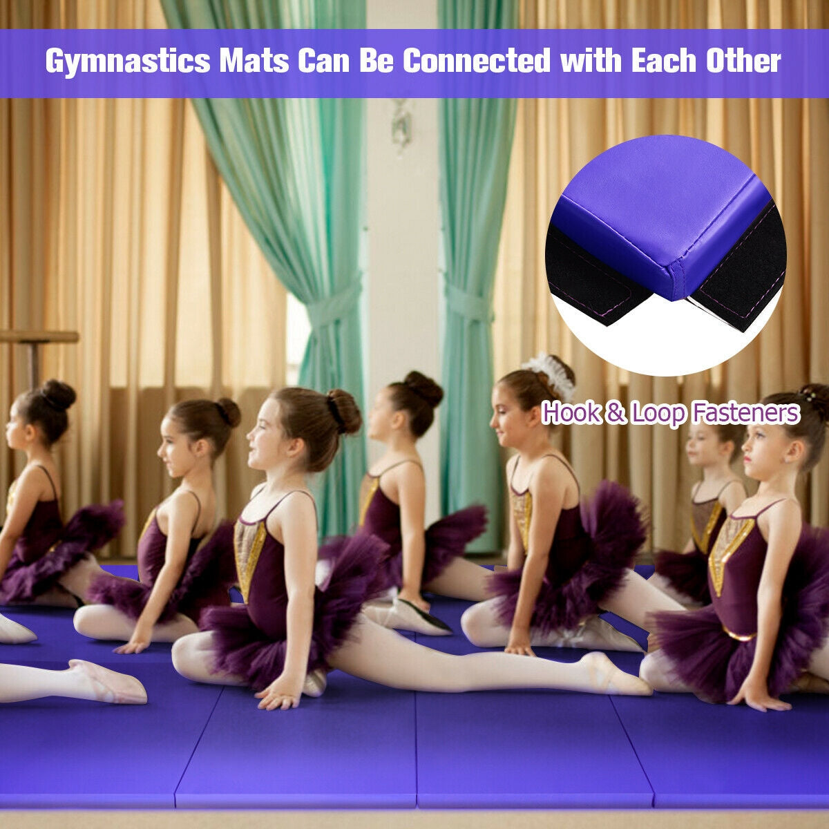 4 Feet x 10 Feet x 2 Inch Folding Gymnastics Tumbling Gym Mat-Purple Kids Crystal