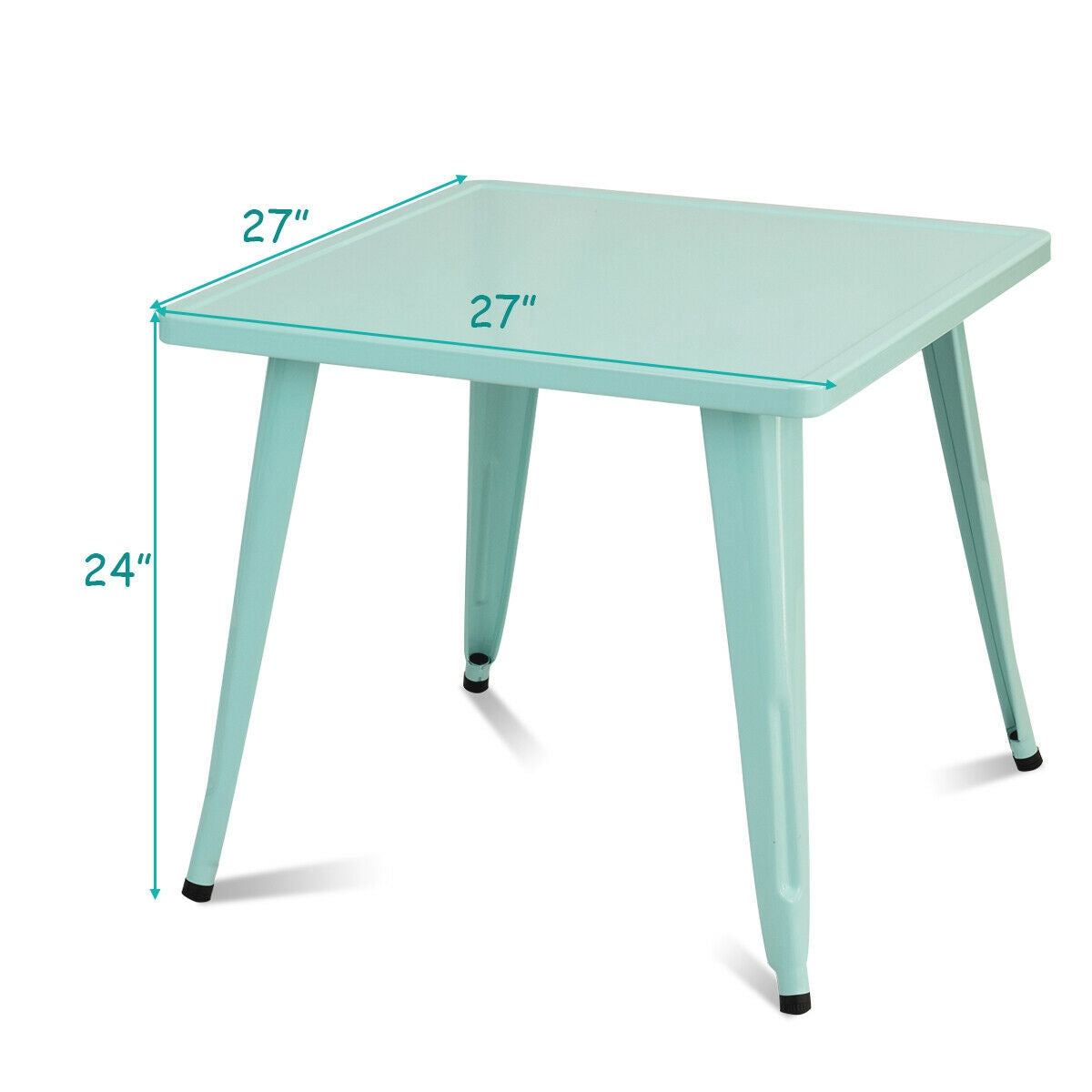 27-Inch Kids Square Steel Table Play Learn Activity Table-Blue Kids Crystal