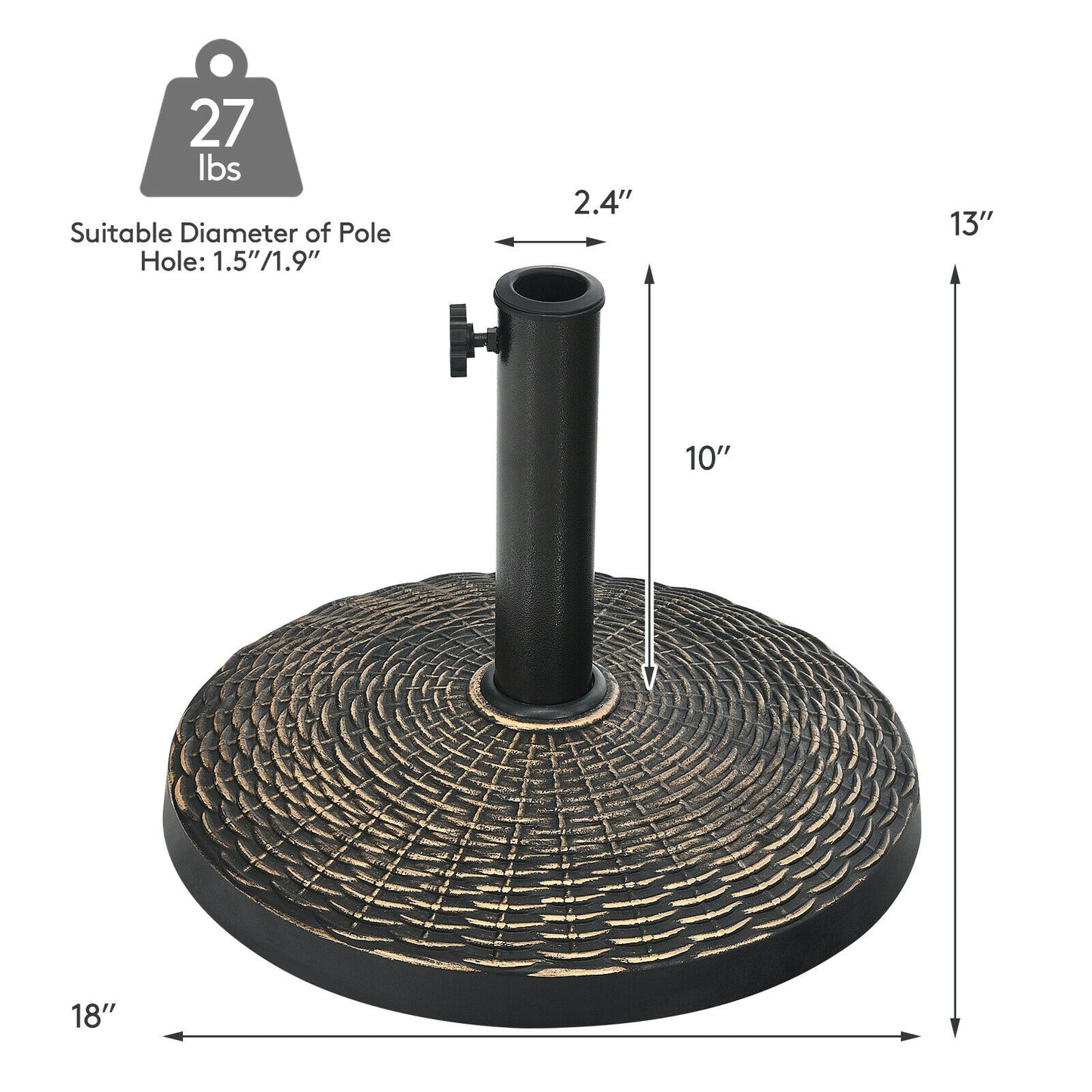 27 lbs Patio Market Umbrella Base Stand Kids Crystal