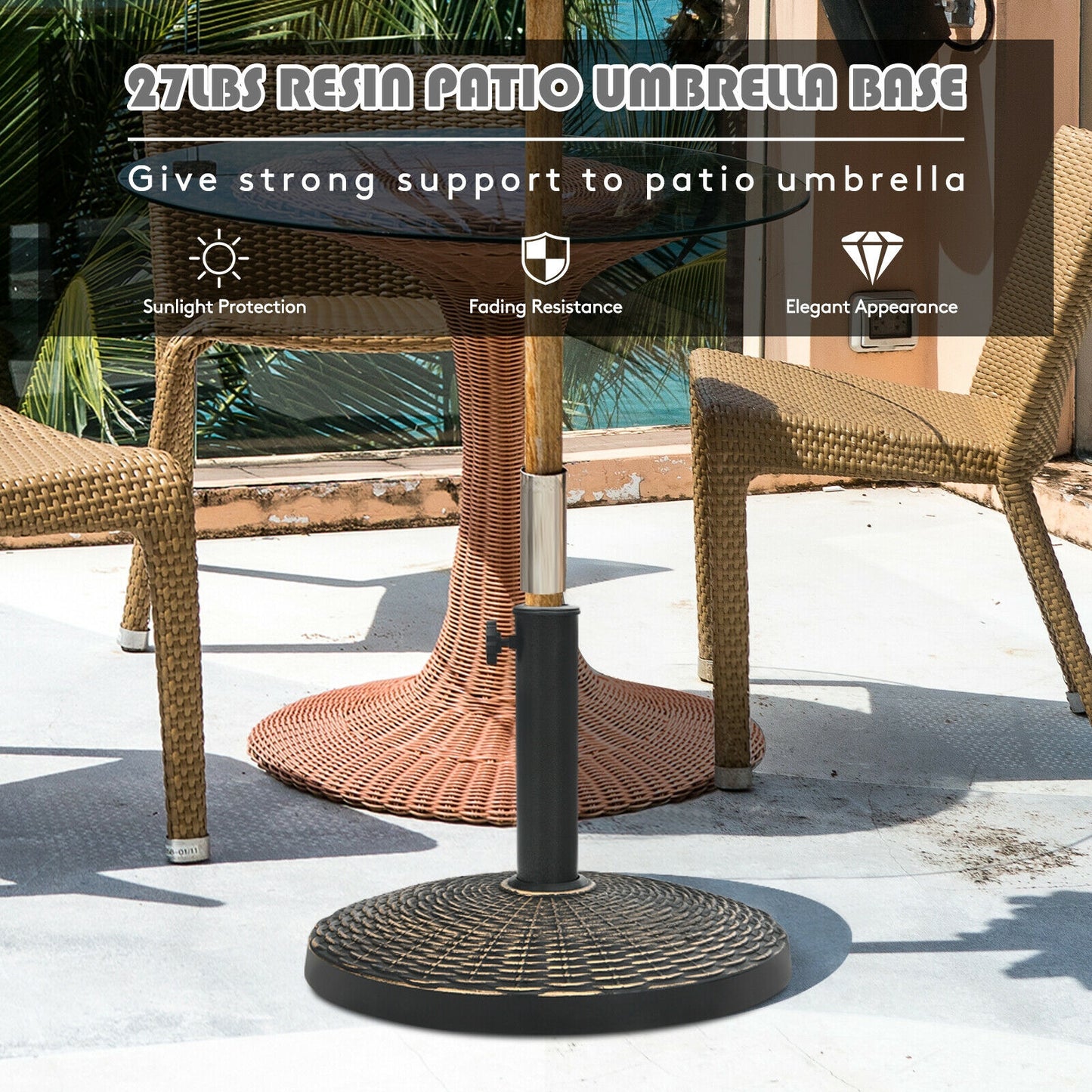 27 lbs Patio Market Umbrella Base Stand Kids Crystal
