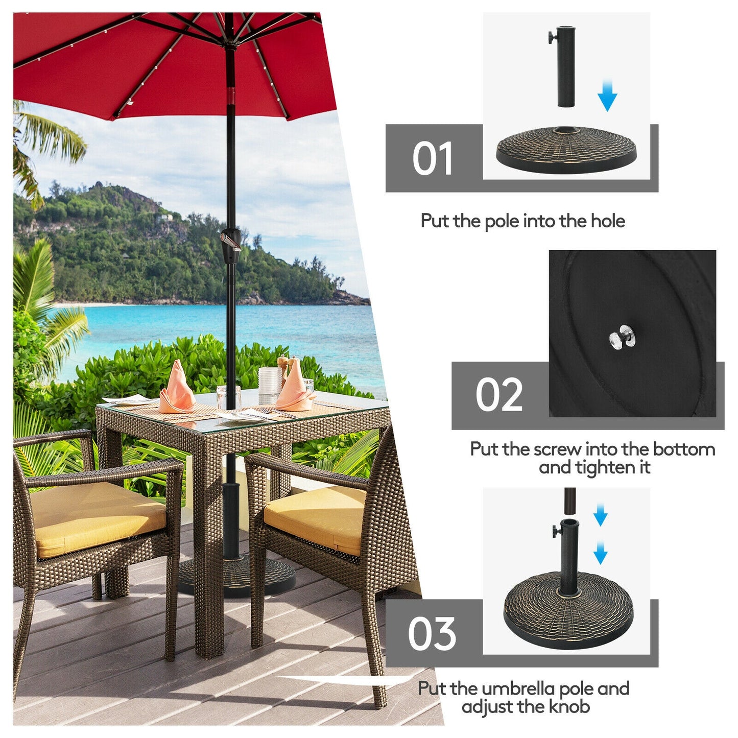 27 lbs Patio Market Umbrella Base Stand Kids Crystal