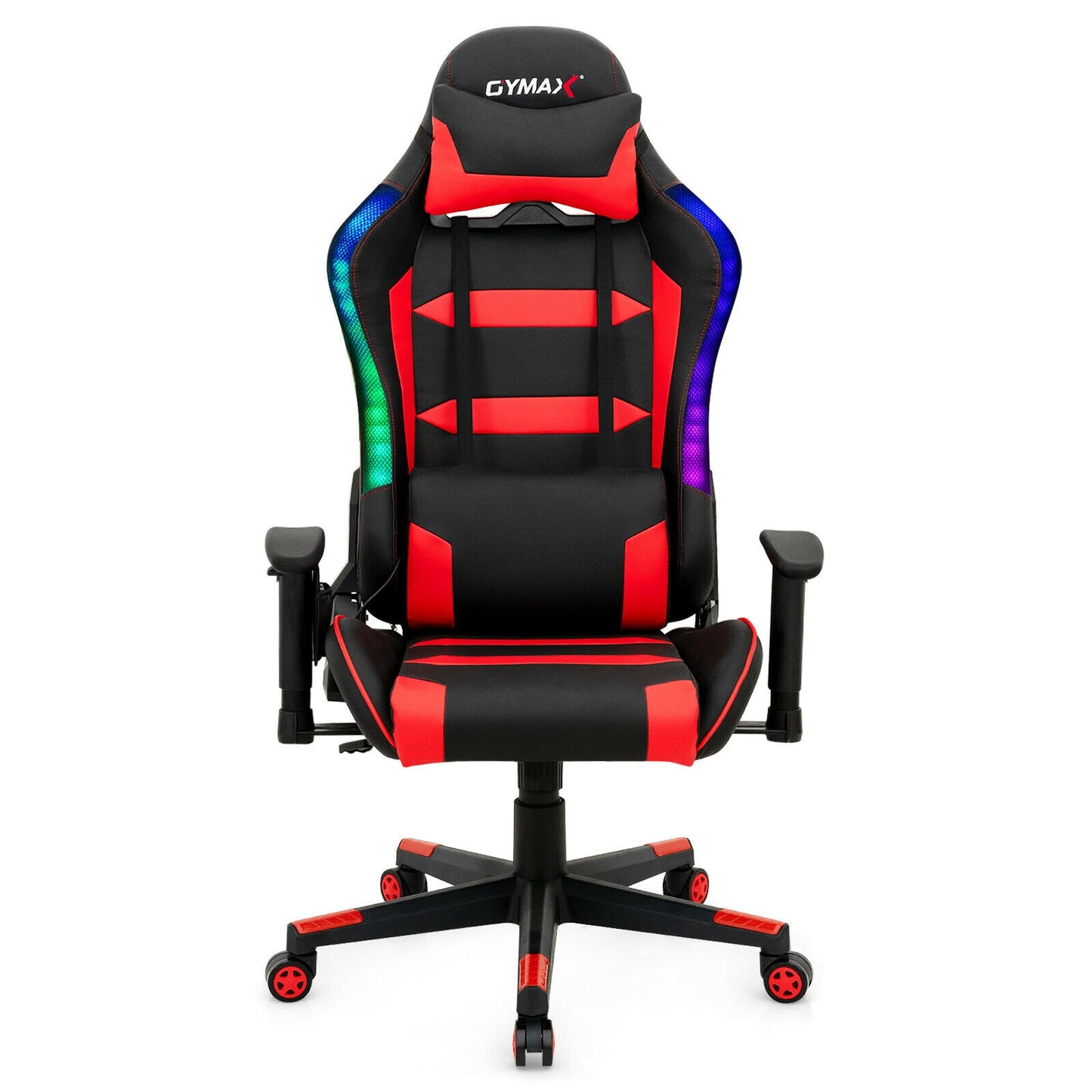 Adjustable Swivel Gaming Chair with LED Lights and Remote-Red Kids Crystal