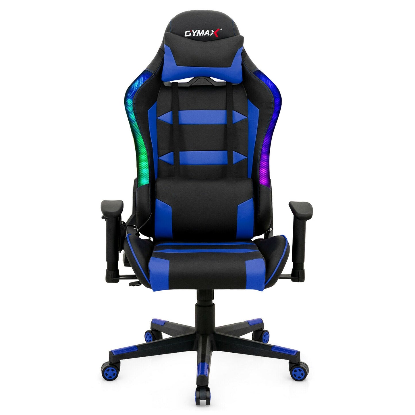 Adjustable Swivel Gaming Chair with LED Lights and Remote-Blue Kids Crystal