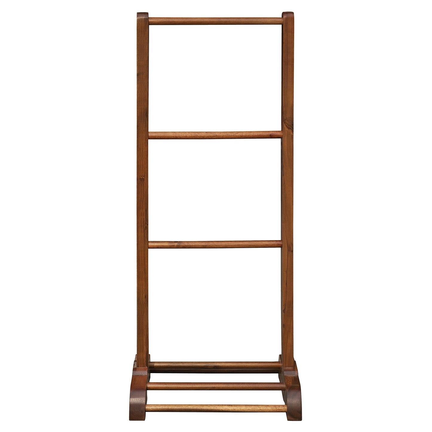 3-Bar Acacia Wood Freestanding Bathroom Towel Rack with Bottom Storage Shelf-Brown Kids Crystal
