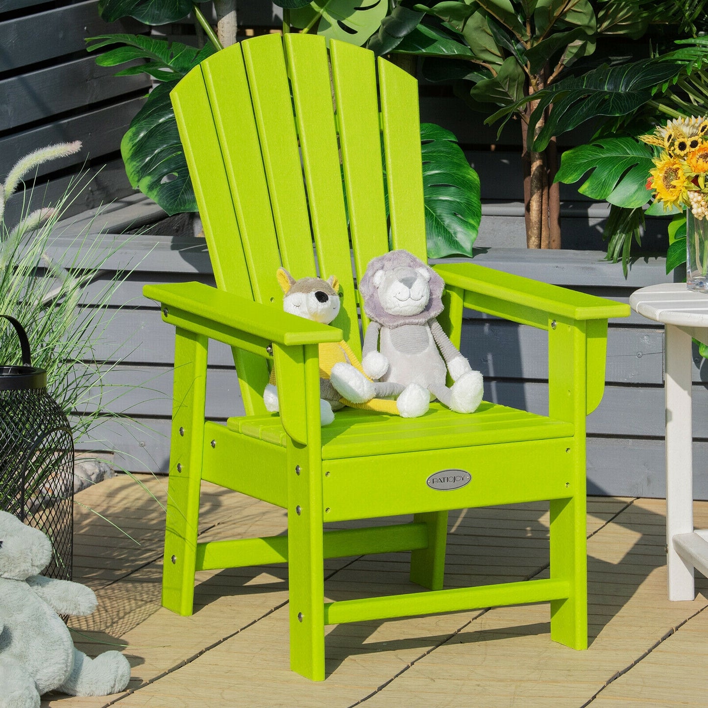 Patio Kids' Adirondack Chair with Ergonomic Backrest-Green