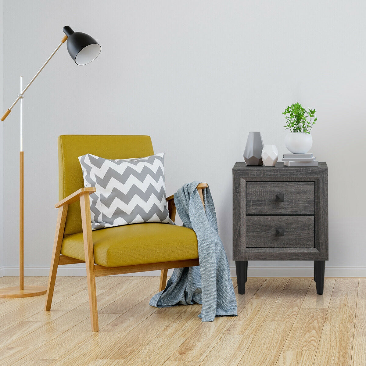 Multipurpose Retro Bedside Nightstand with 2 Drawers Kids Crystal