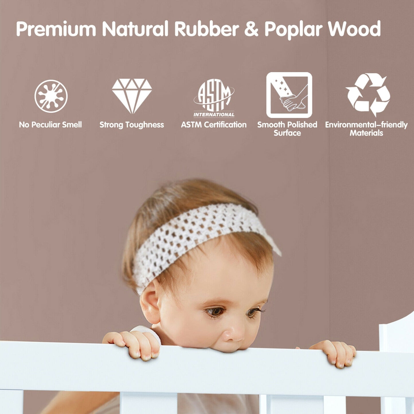 2-in-1 Classic Convertible Wooden Toddler Bed with 2 Side Guardrails for Extra Safety-White Kids Crystal