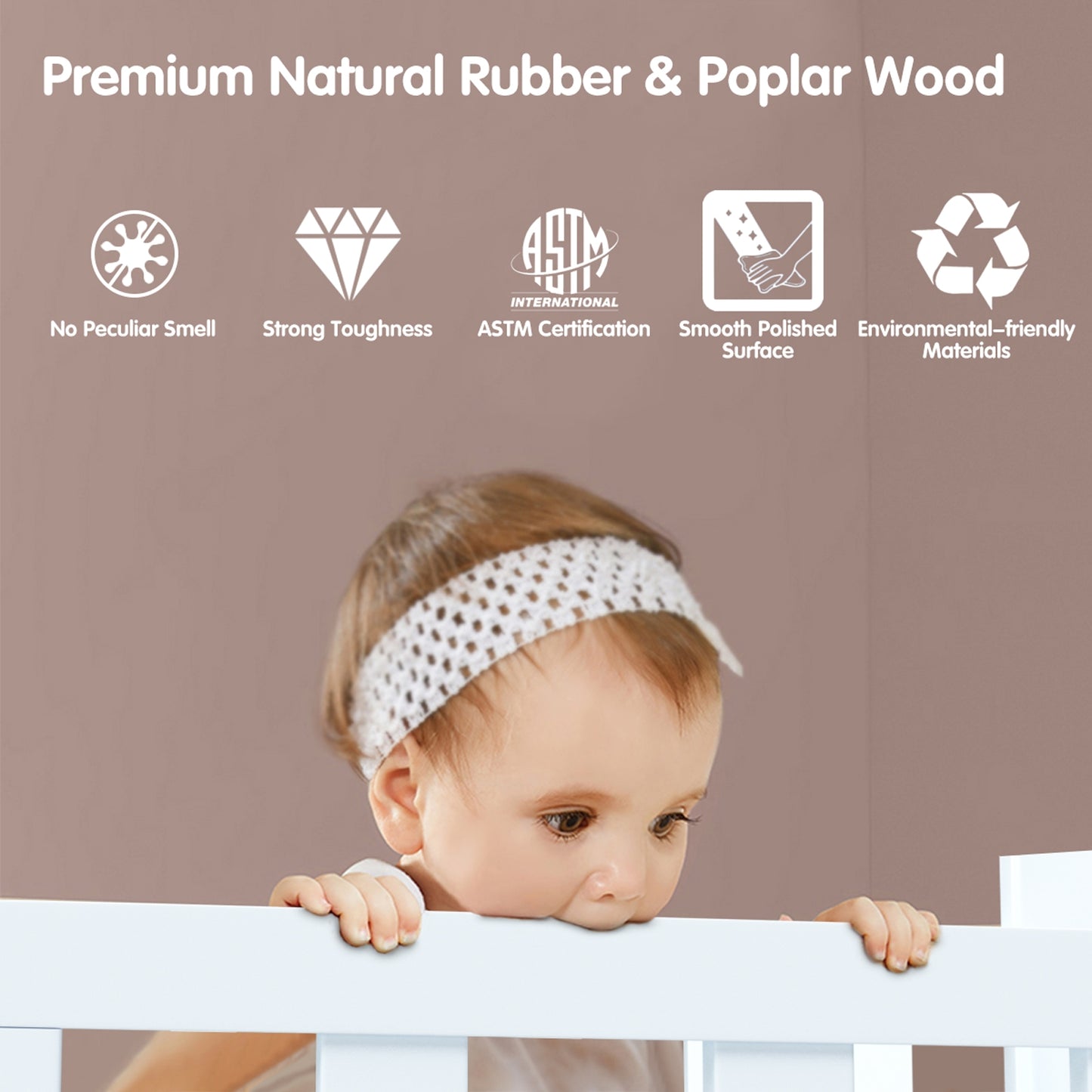 2-in-1 Convertible Kids Wooden Bedroom Furniture with Guardrails-White Kids Crystal