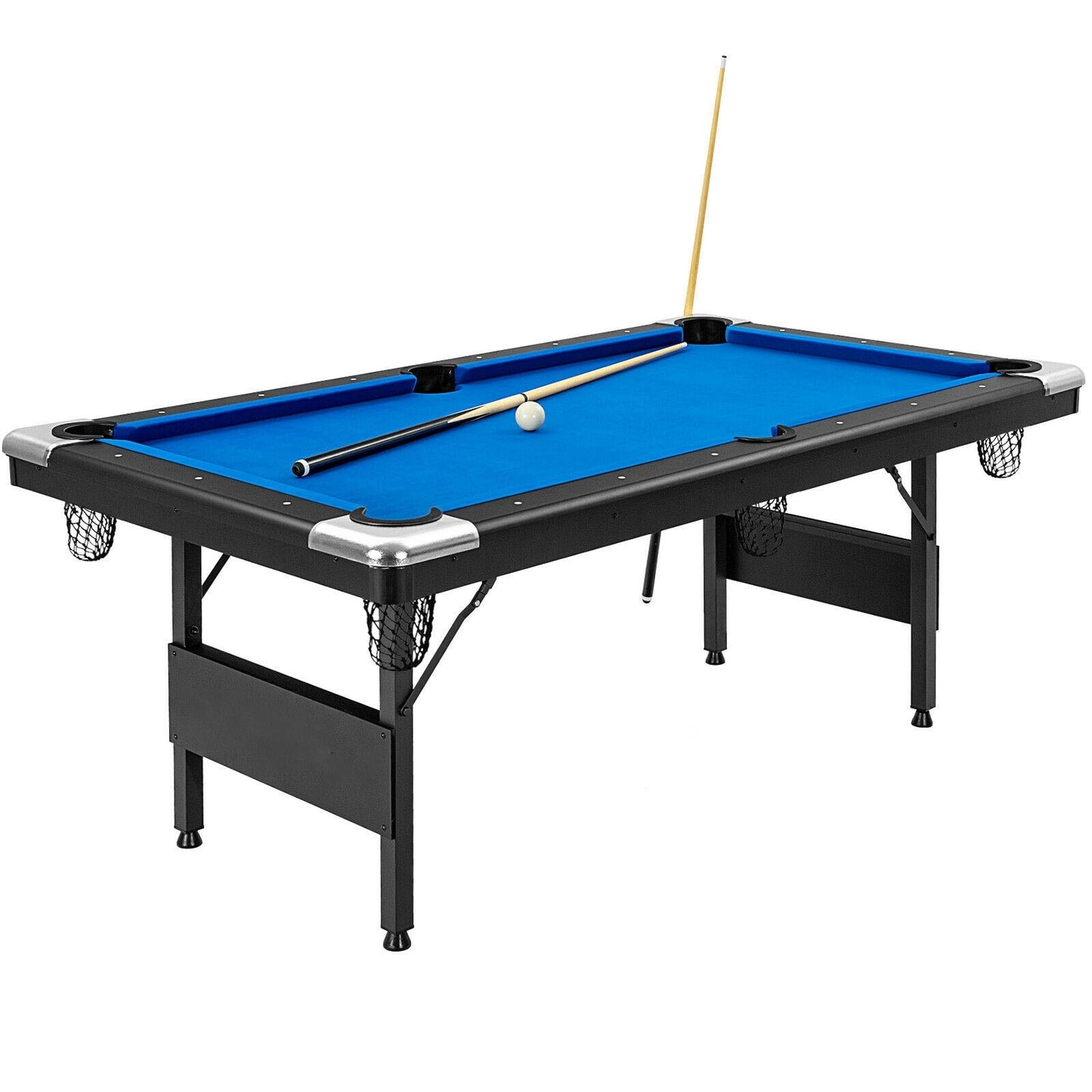 6 Feet Foldable Billiard Pool Table-Blue Kids Crystal