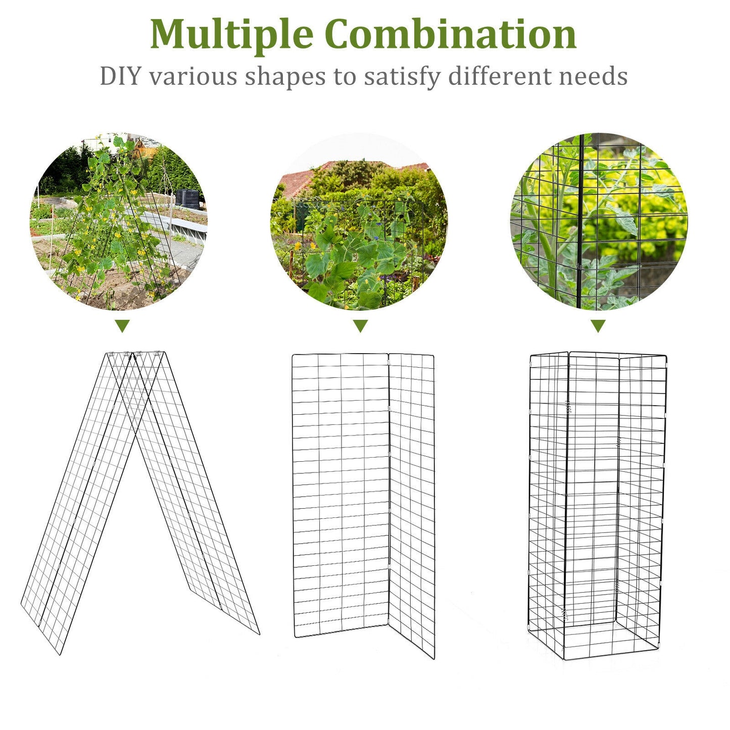 2 Pieces Foldable A-Frame Trellis Plant Supports with Twist Ties-Green Kids Crystal