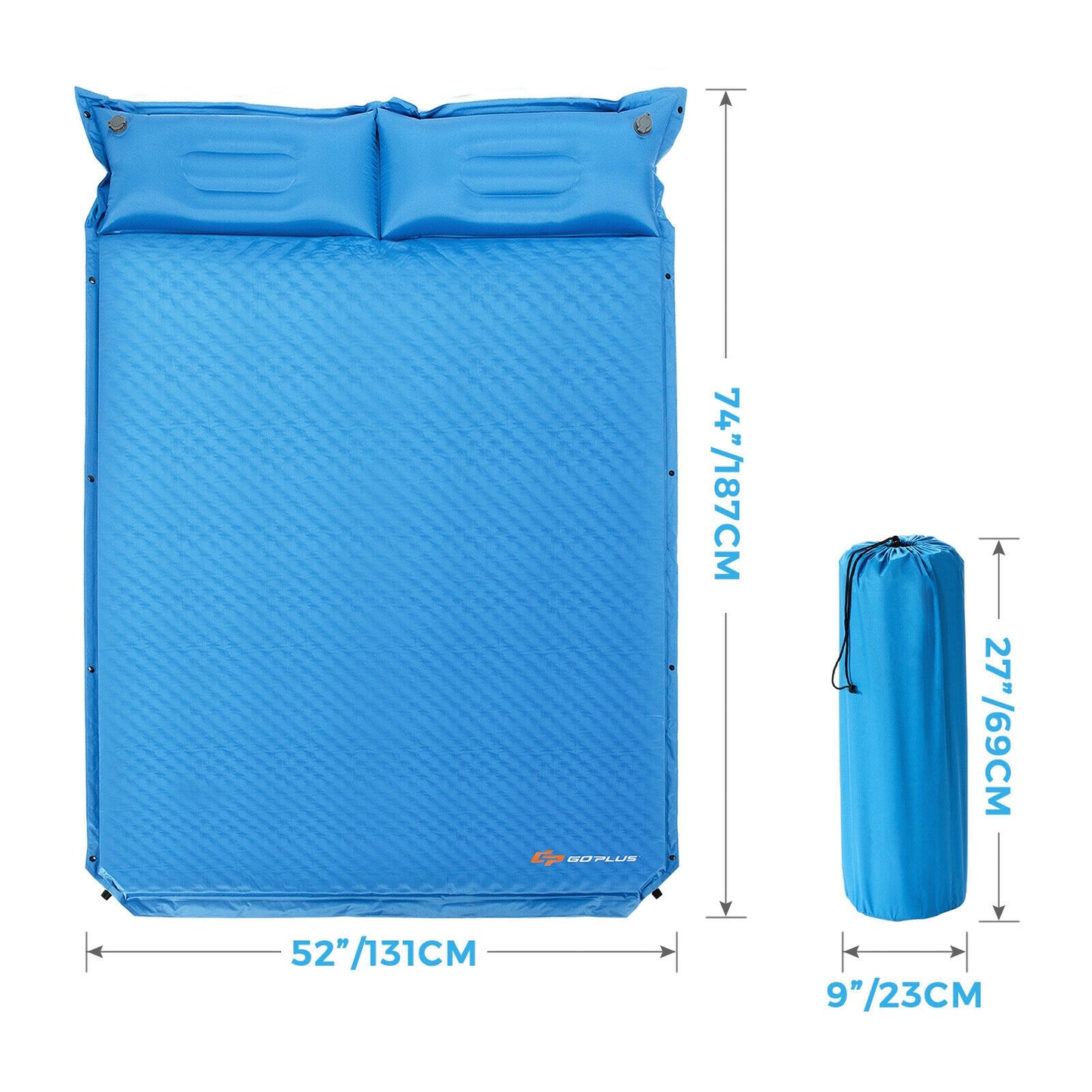 Self-Inflating Camping Outdoor Sleeping Mat with Pillows Bag Kids Crystal