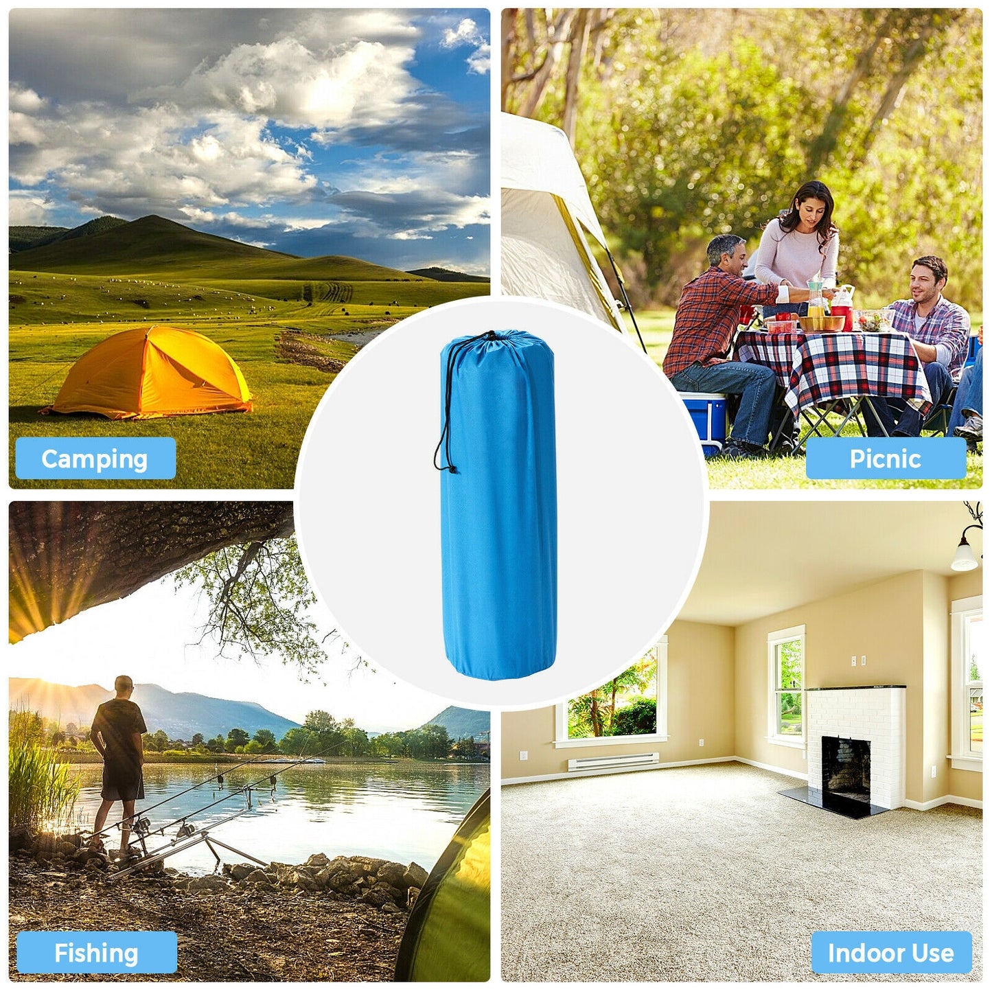 Self-Inflating Camping Outdoor Sleeping Mat with Pillows Bag Kids Crystal