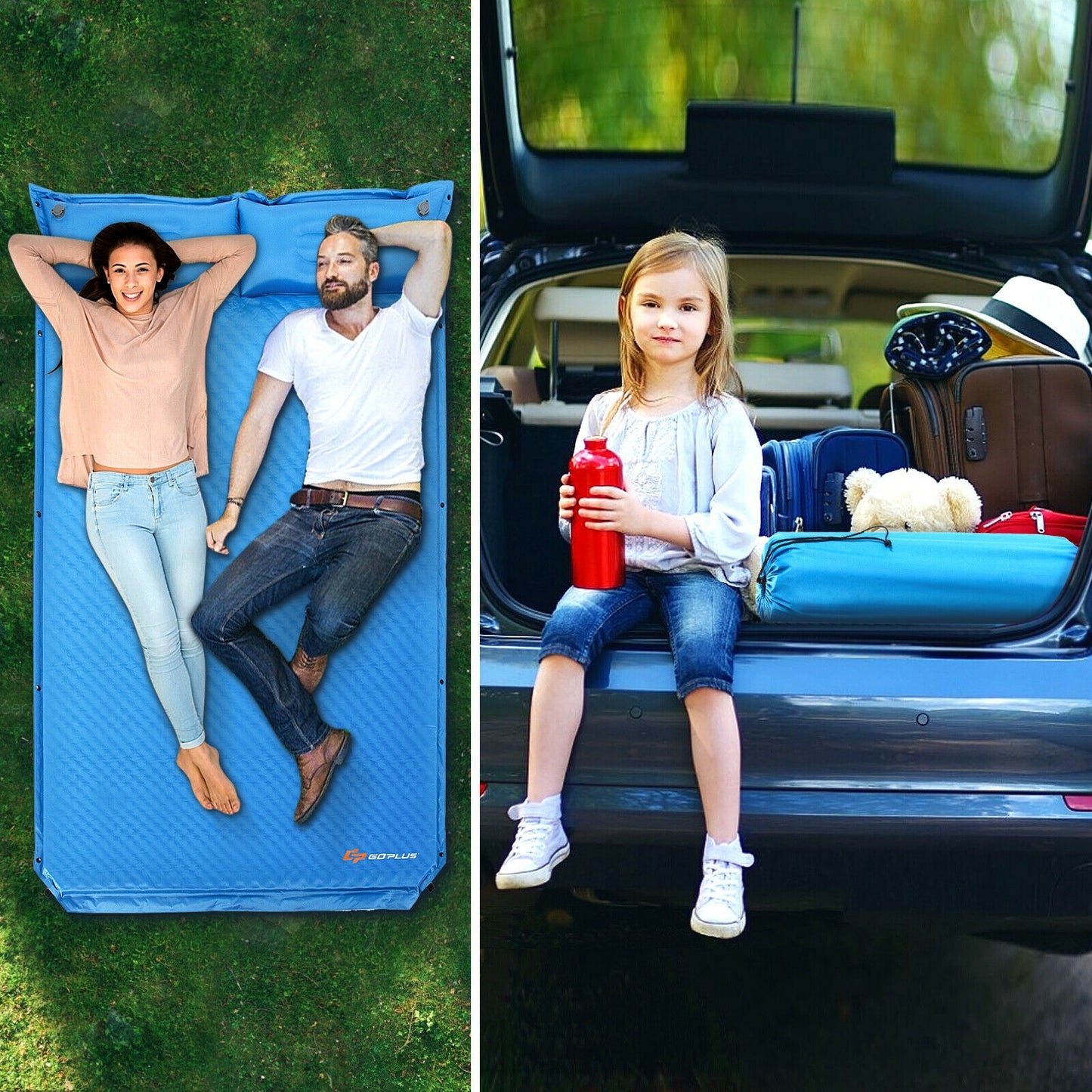 Self-Inflating Camping Outdoor Sleeping Mat with Pillows Bag Kids Crystal