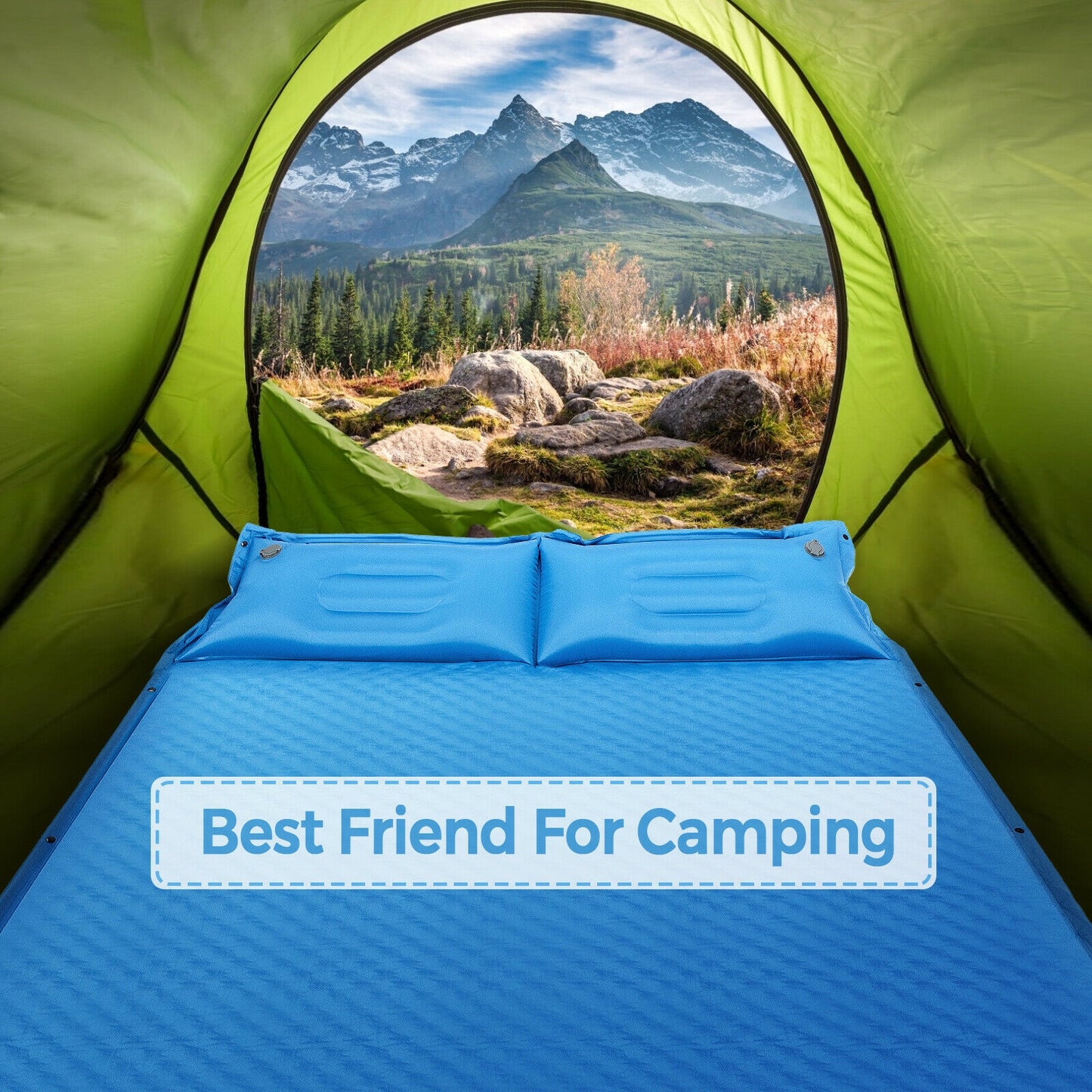 Self-Inflating Camping Outdoor Sleeping Mat with Pillows Bag Kids Crystal