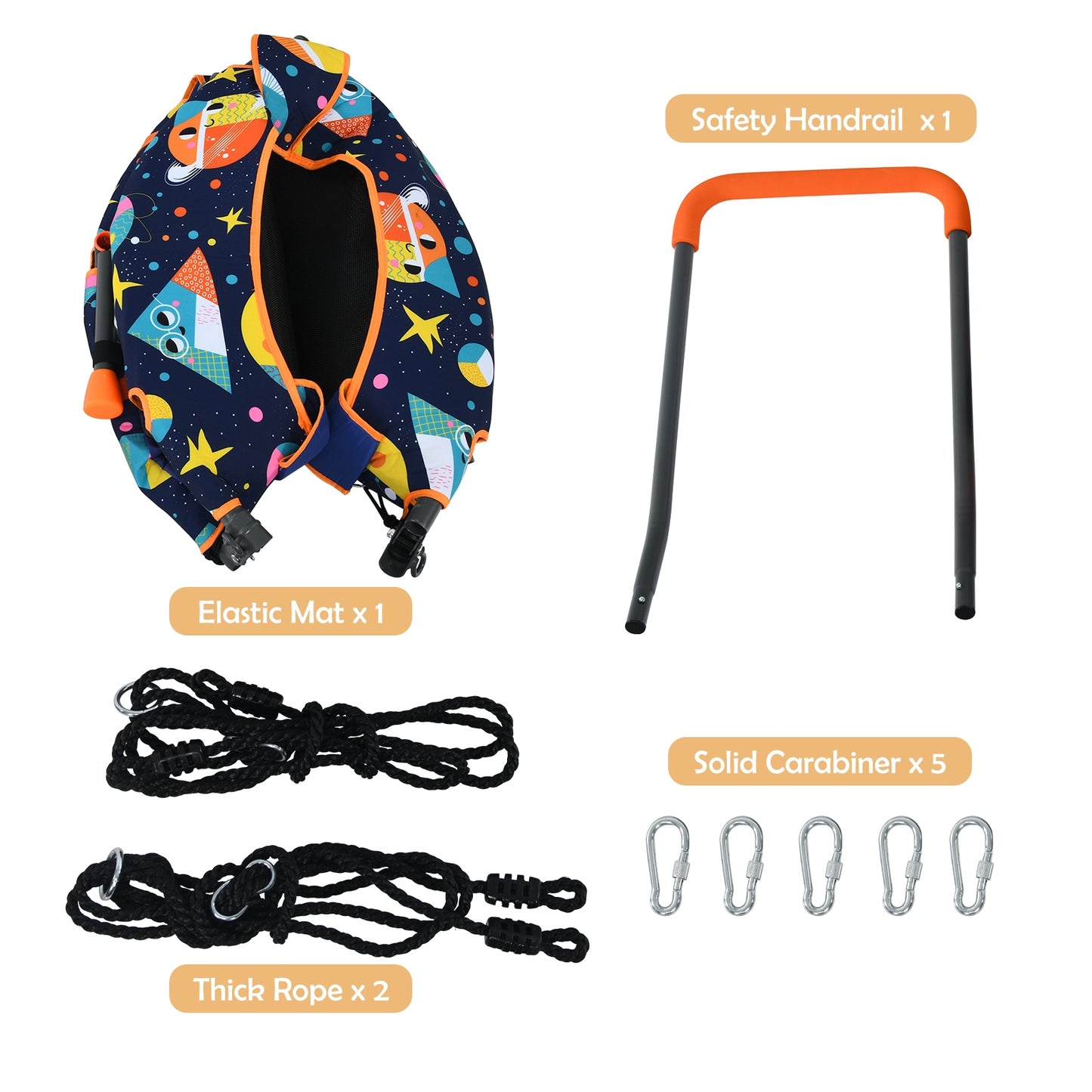 Convertible Swing and Trampoline Set with Upholstered Handrail Kids Crystal