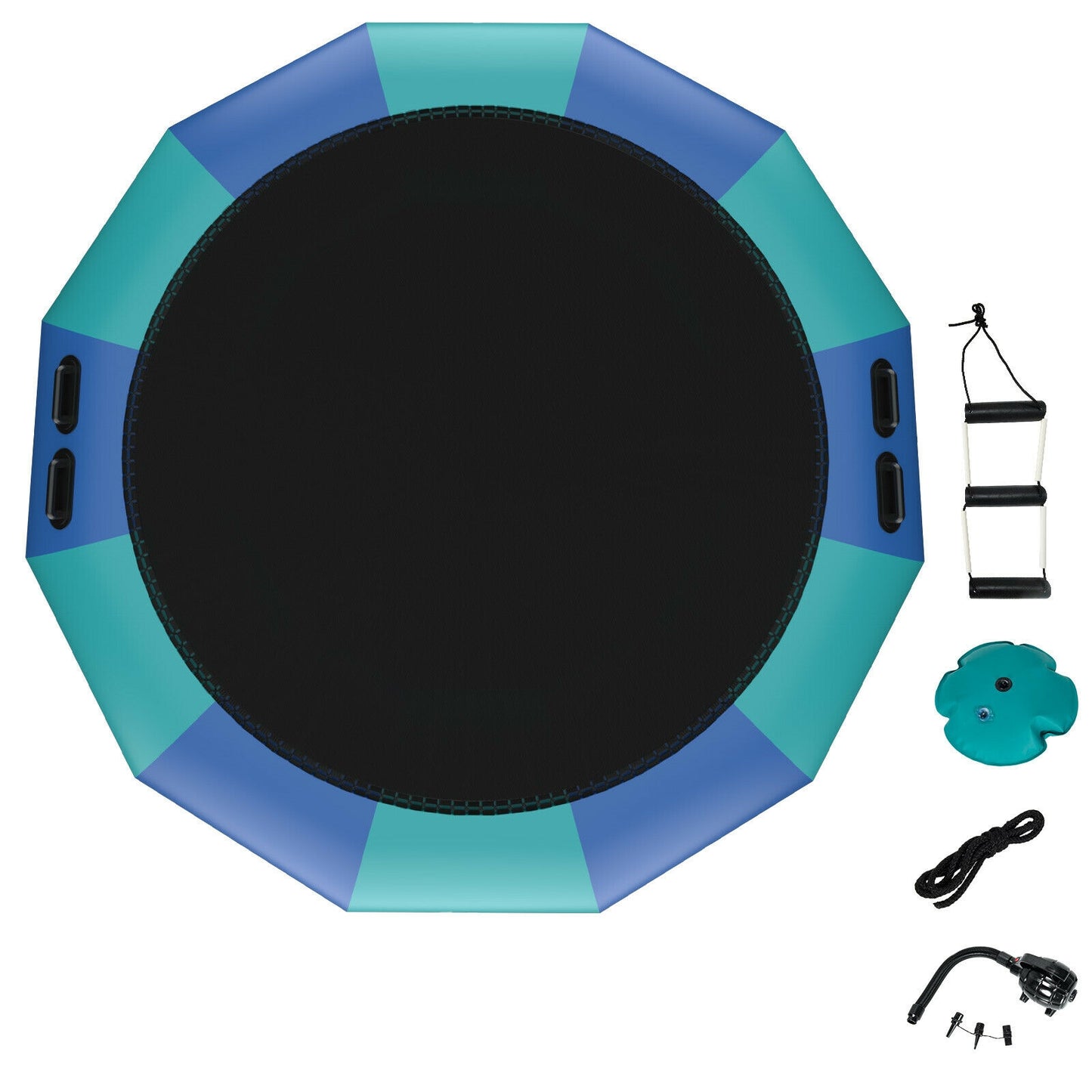 15 Feet Inflatable Splash Padded Water Bouncer Trampoline-Blue Kids Crystal