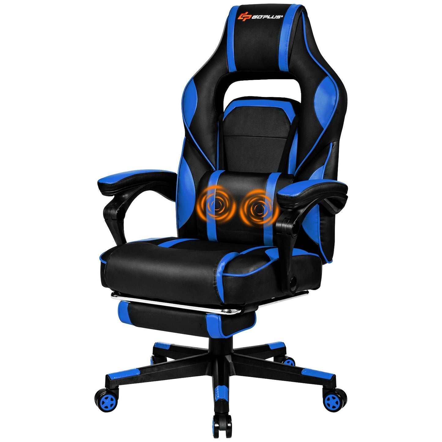 Massage Gaming Chair with Footrest and Lumbar Support Kids Crystal