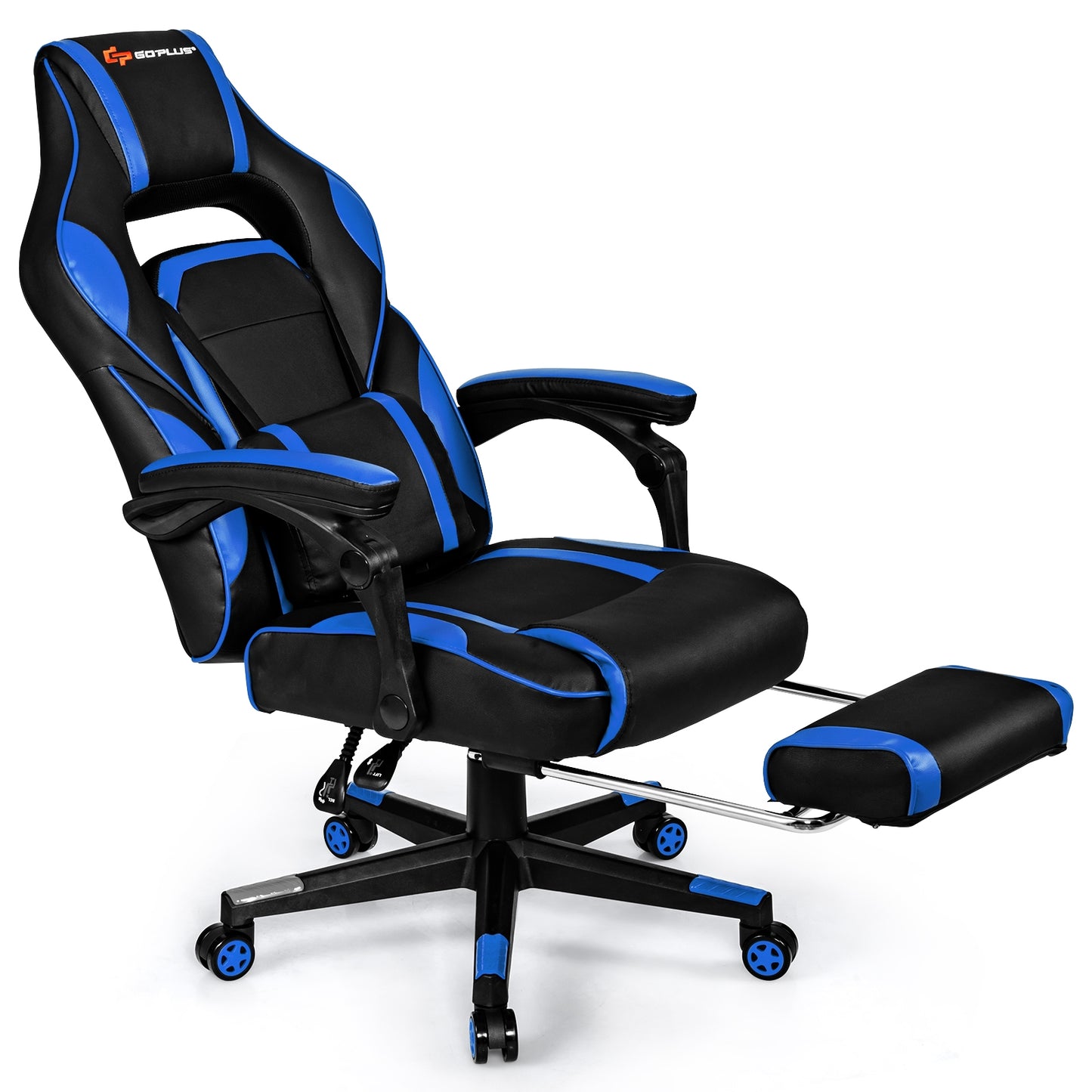 Massage Gaming Chair with Footrest and Lumbar Support Kids Crystal