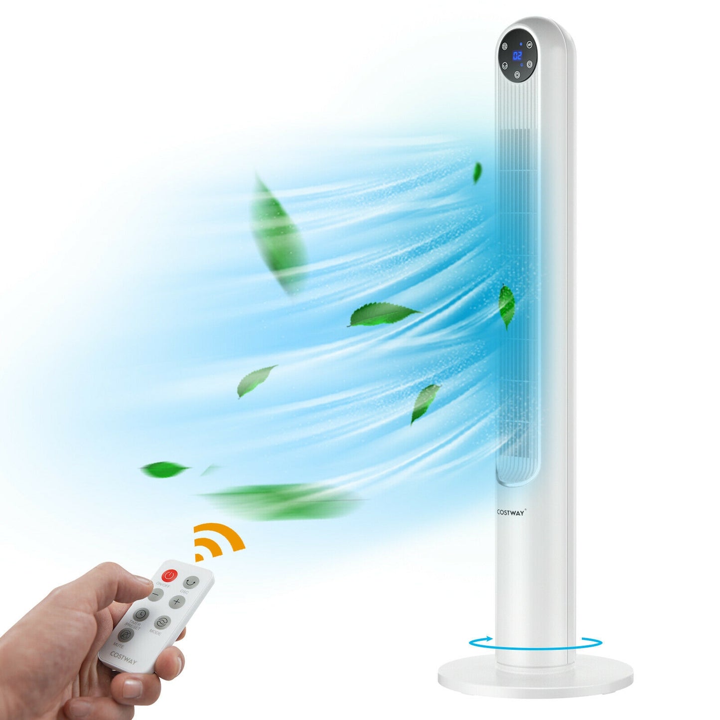 42 Inch 80 Degree Tower Fan with Smart Display Panel and Remote Control-White Kids Crystal