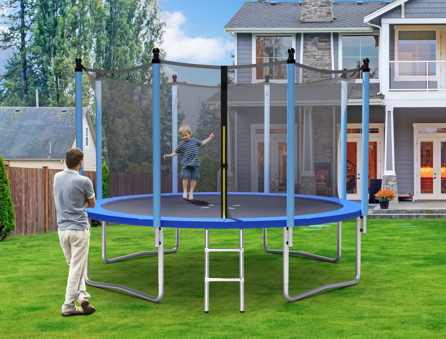 Outdoor Trampoline with Safety Closure Net-12 ft Kids Crystal