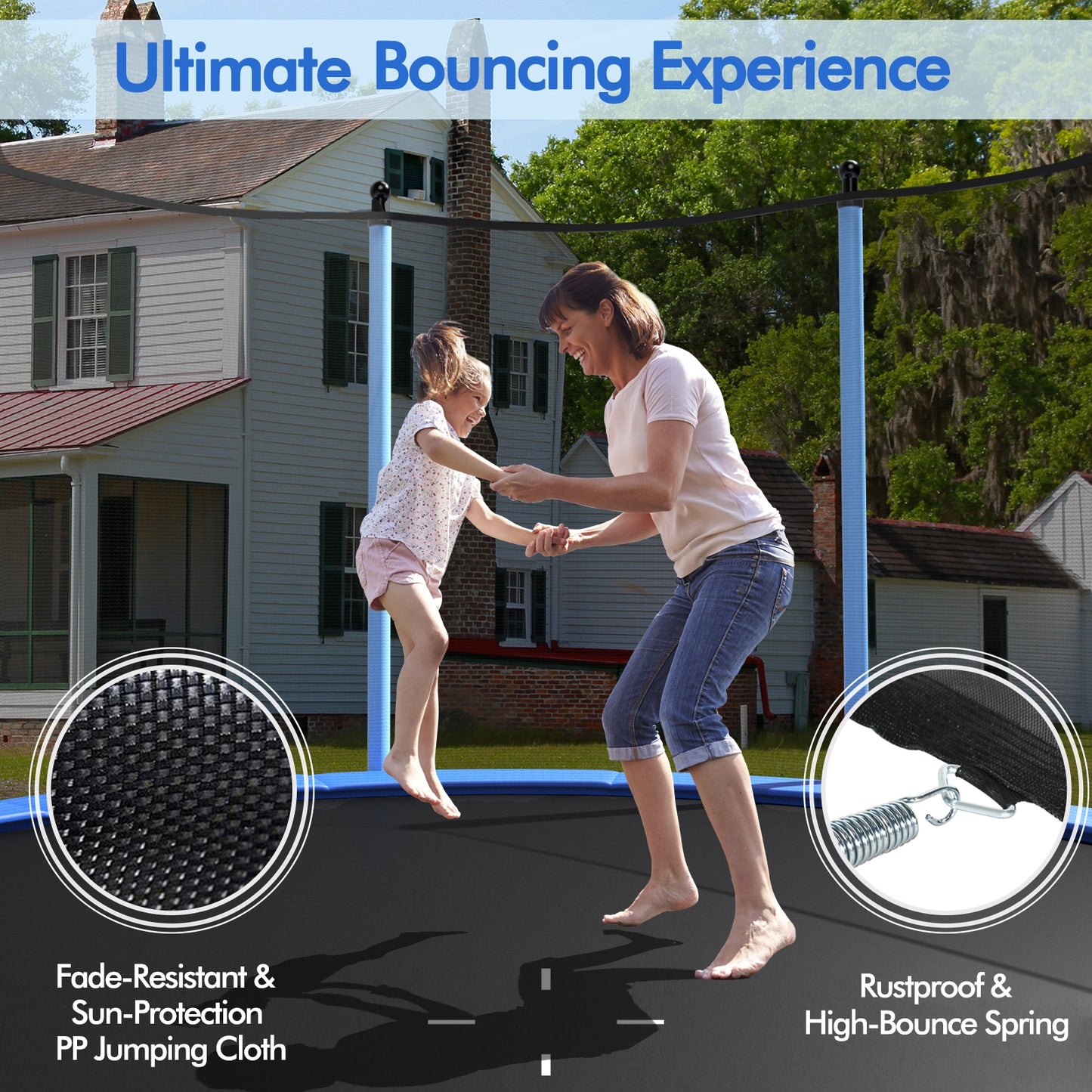 Outdoor Trampoline with Safety Closure Net-12 ft Kids Crystal