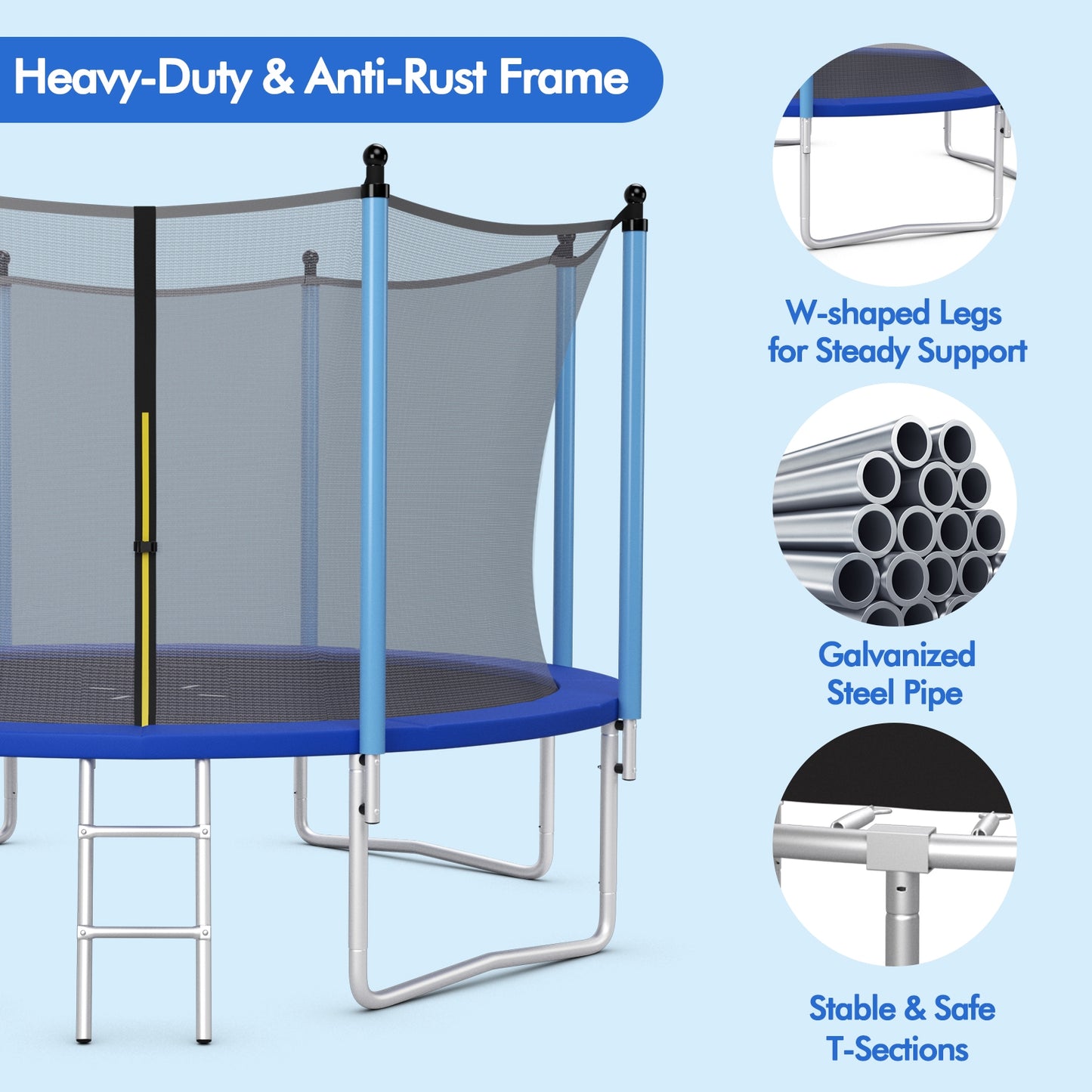 Outdoor Trampoline with Safety Closure Net-12 ft Kids Crystal