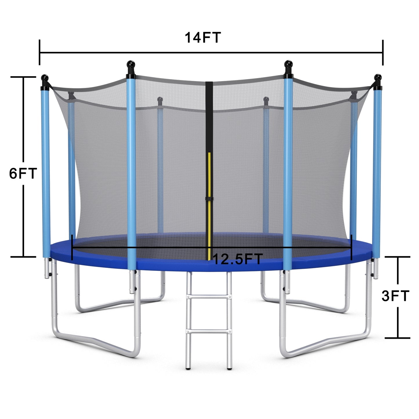 14 Feet Jumping Exercise Recreational Bounce Trampoline with Safety Net Kids Crystal