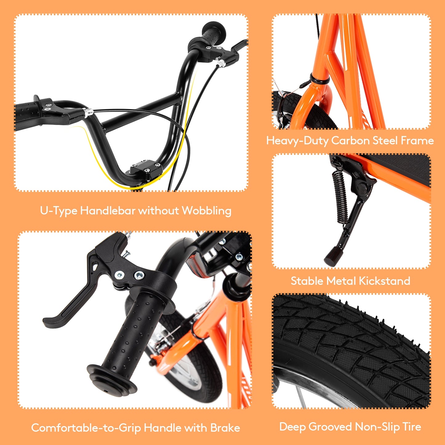 Height Adjustable Kid Kick Scooter with 12 Inch Air Filled Wheel-Orange Kids Crystal