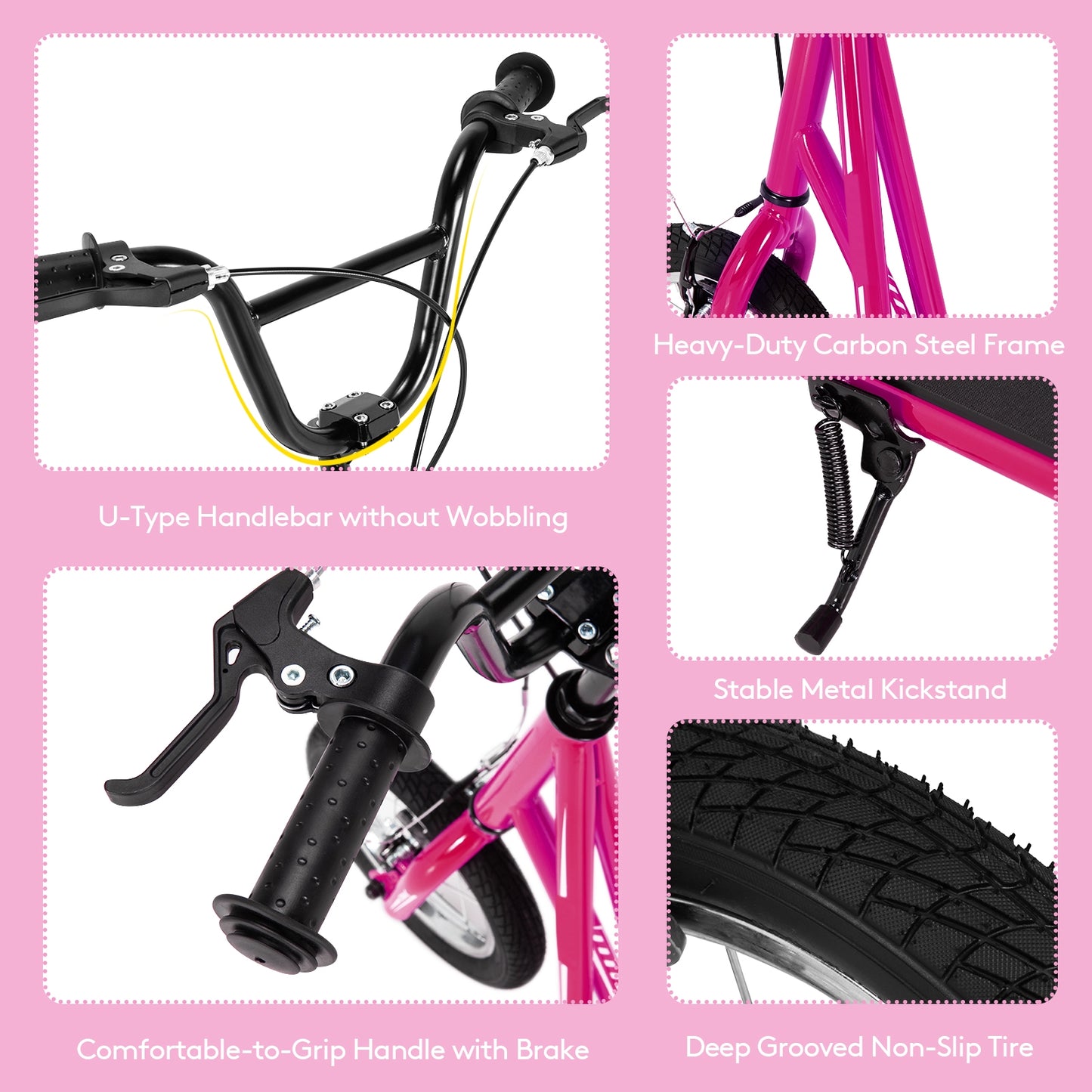 Height Adjustable Kid Kick Scooter with 12 Inch Air Filled Wheel-Pink Kids Crystal