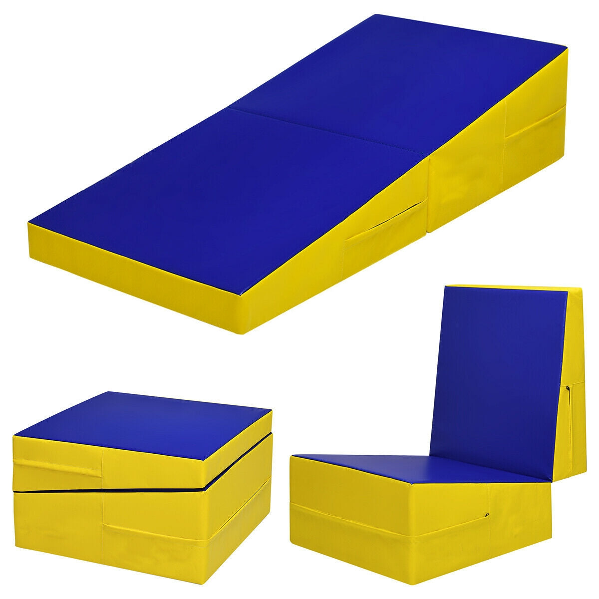 Folding Incline Mat Slope Cheese Gymnastics Gym Exercise Yellow Kids Crystal