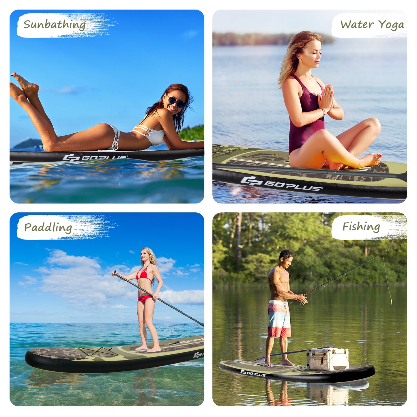 11 Feet Inflatable Standing Board Surfboard with Bag and Paddle Kids Crystal