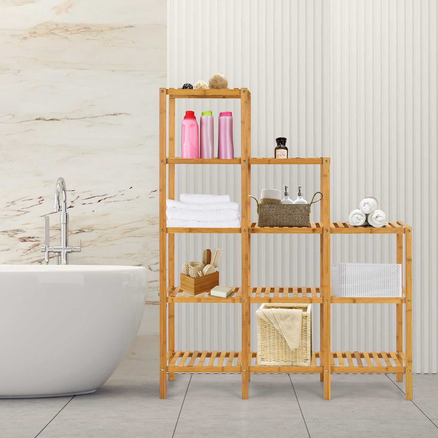 Multifunctional Bamboo Plant Shelf Display Organizer Kids Crystal