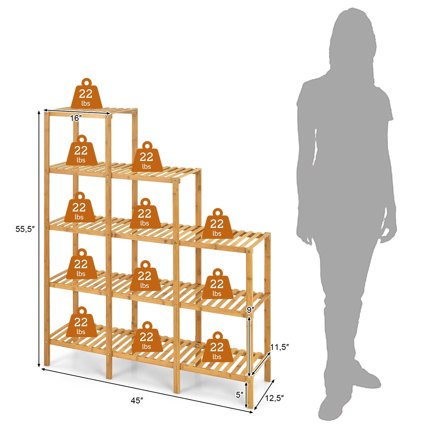 Multifunctional Bamboo Plant Shelf Display Organizer Kids Crystal